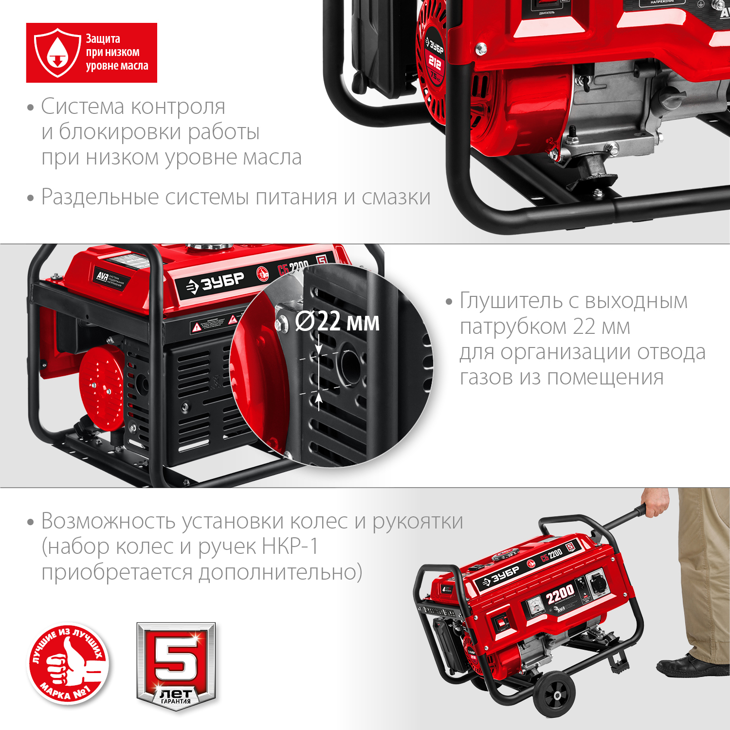 ЗУБР 2200 Вт, бензиновый генератор (СБ-2200) — фото 6