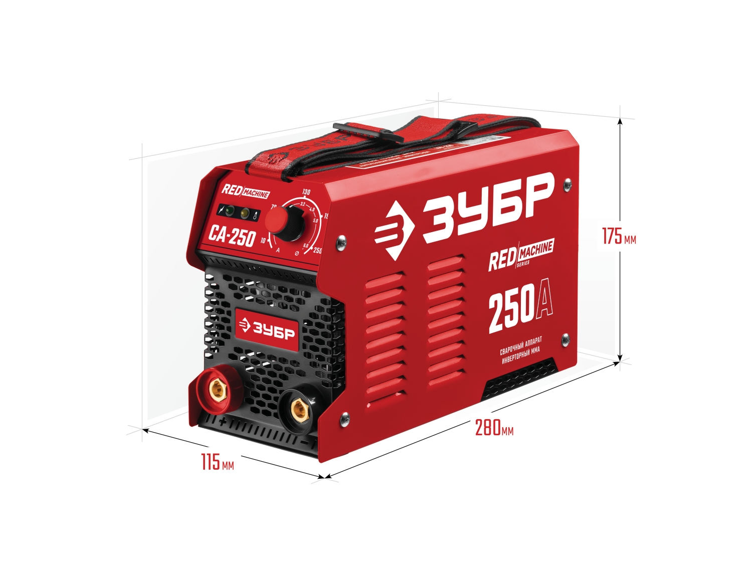 ЗУБР ММА, 250 А, RED MACHINE, сварочный аппарат инверторный, макс. электрод Ø 6.0 мм (СА-250) — фото 3