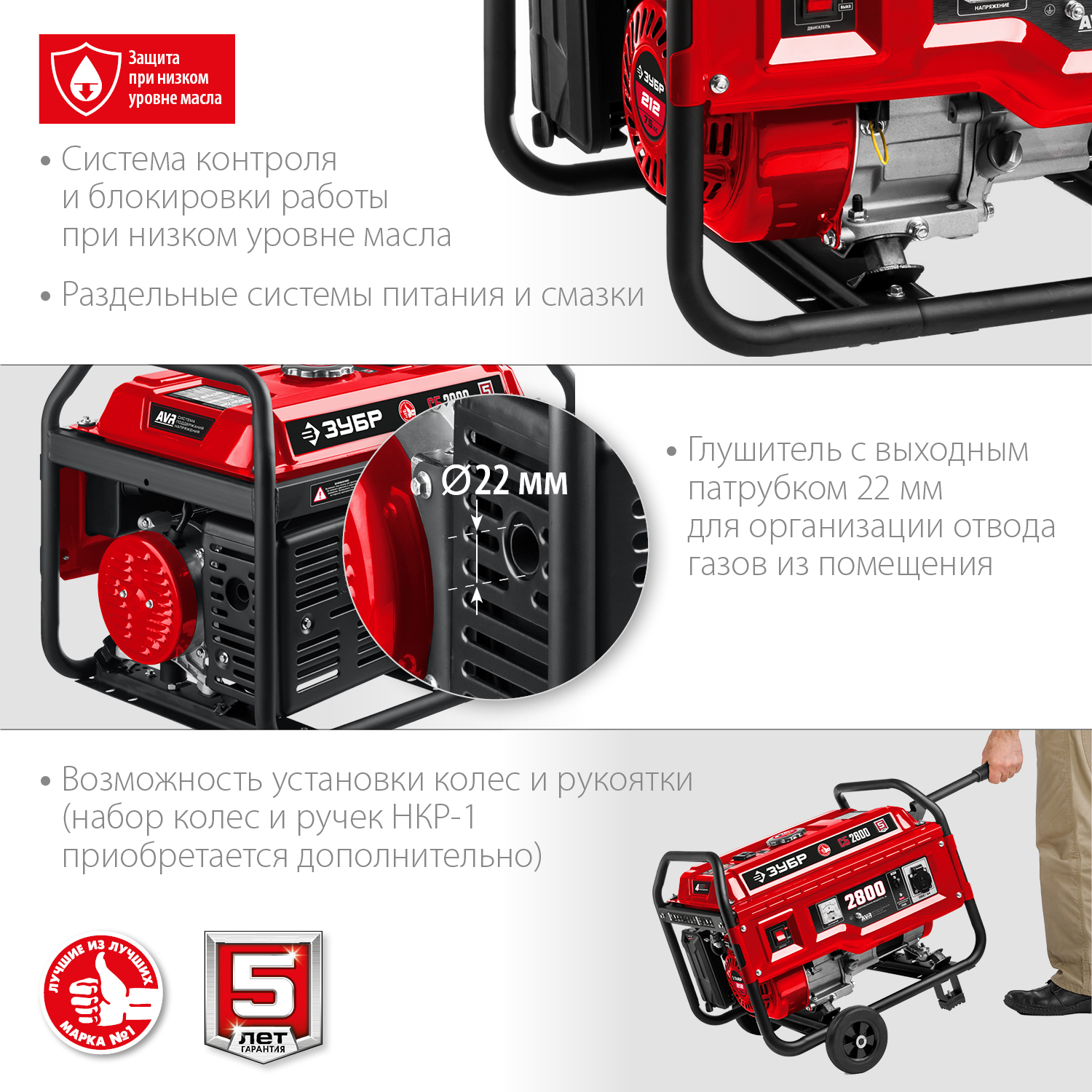 ЗУБР 2800 Вт, бензиновый генератор (СБ-2800) — фото 6