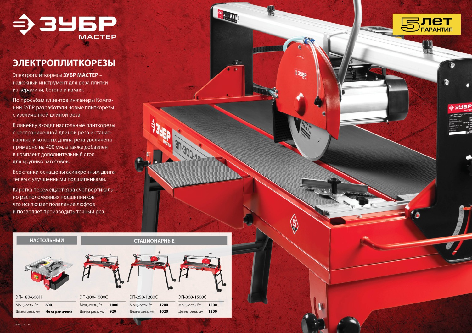 ЗУБР 1200 мм, d 300 мм, 1500 Вт, электрический плиткорез (ЭП-300-1500C) — фото 25