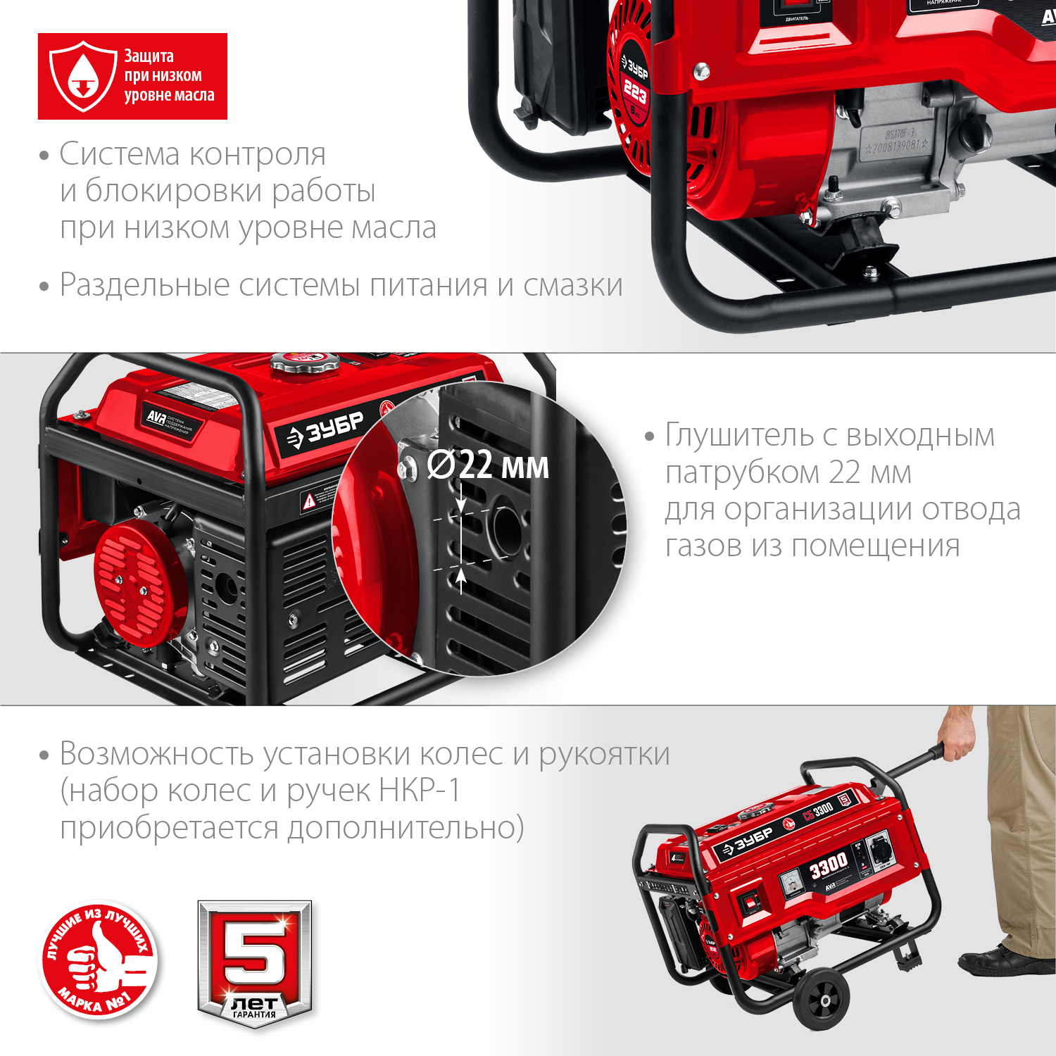 ЗУБР 3300 Вт, бензиновый генератор (СБ-3300) — фото 6