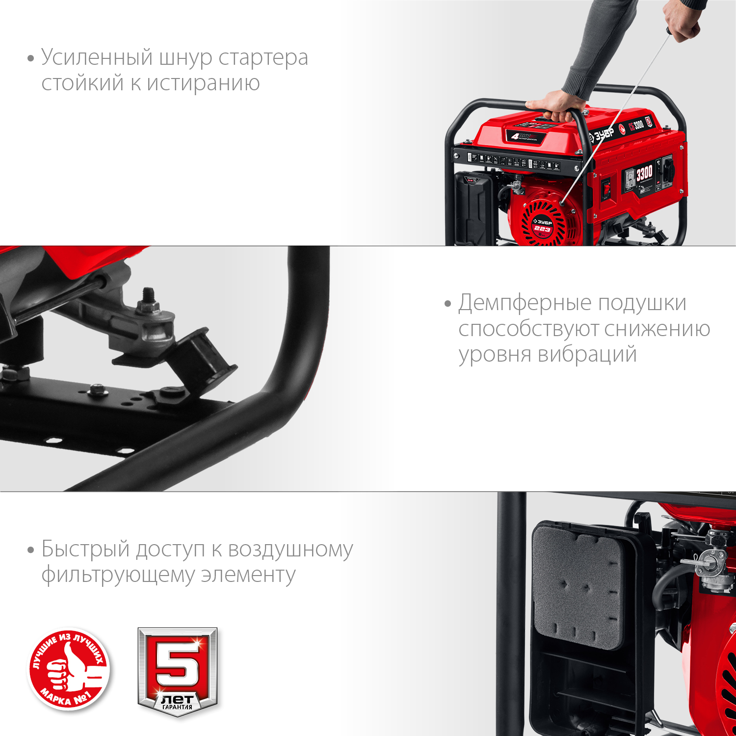ЗУБР 3300 Вт, бензиновый генератор (СБ-3300) — фото 7