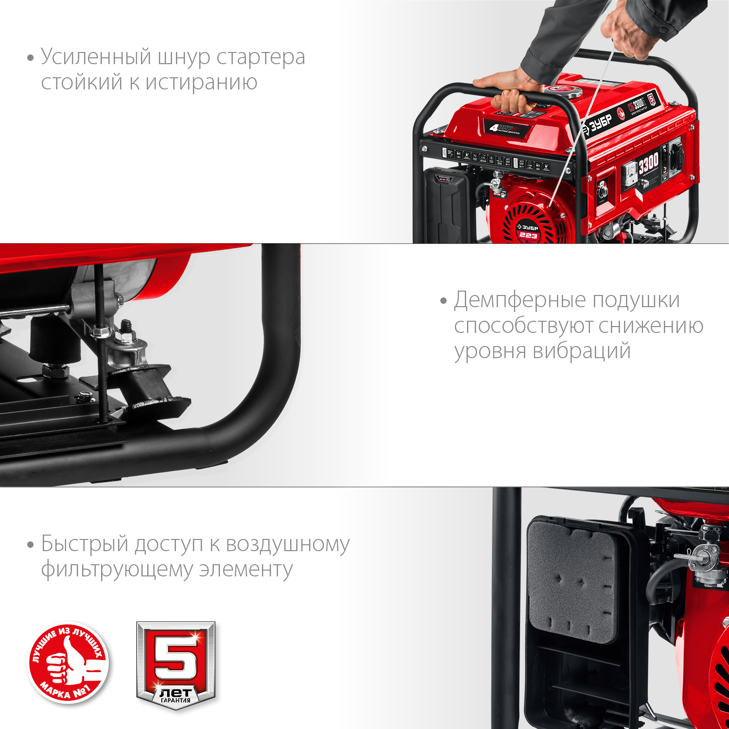 ЗУБР 3300 Вт, бензиновый генератор с электростартером (СБ-3300Е) — фото 8