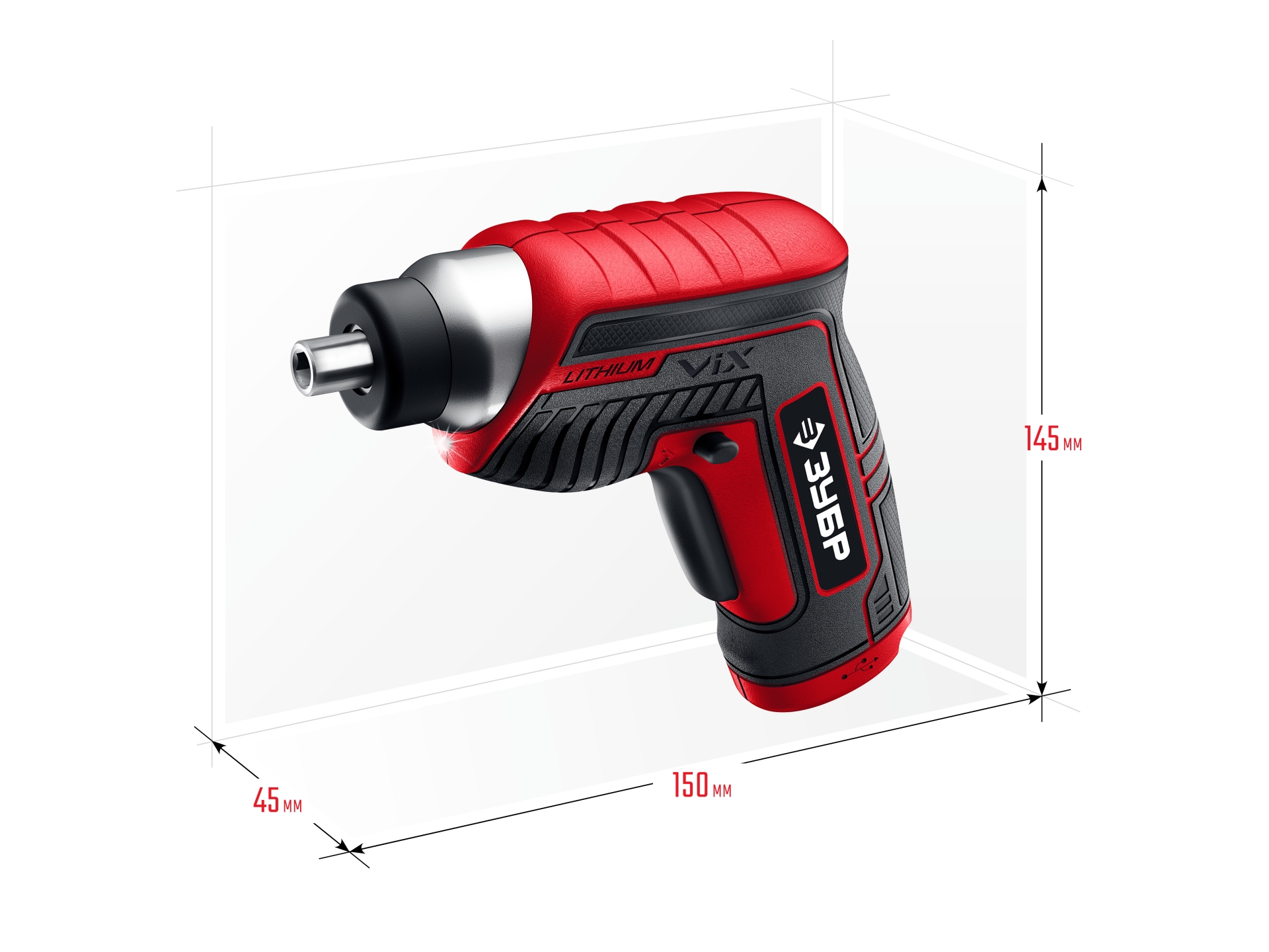 ЗУБР ViX 3.6 В, аккумуляторная отвертка, 10 бит (ЗО-Е-3.6 Ли) — фото 3
