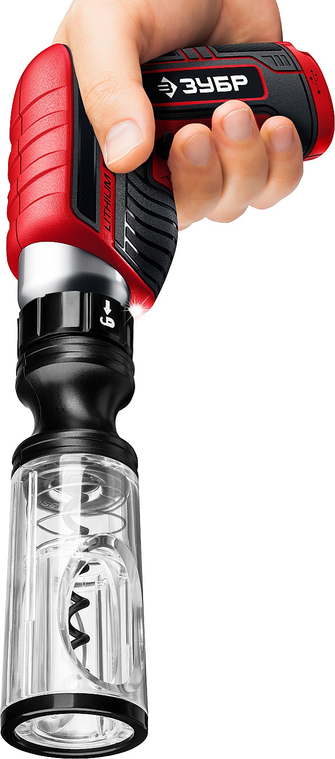 ЗУБР ViX 3.6 В, аккумуляторная отвертка, 10 бит, насадка штопор (ЗО-Е-3.6 ЛиМ1) — фото 3