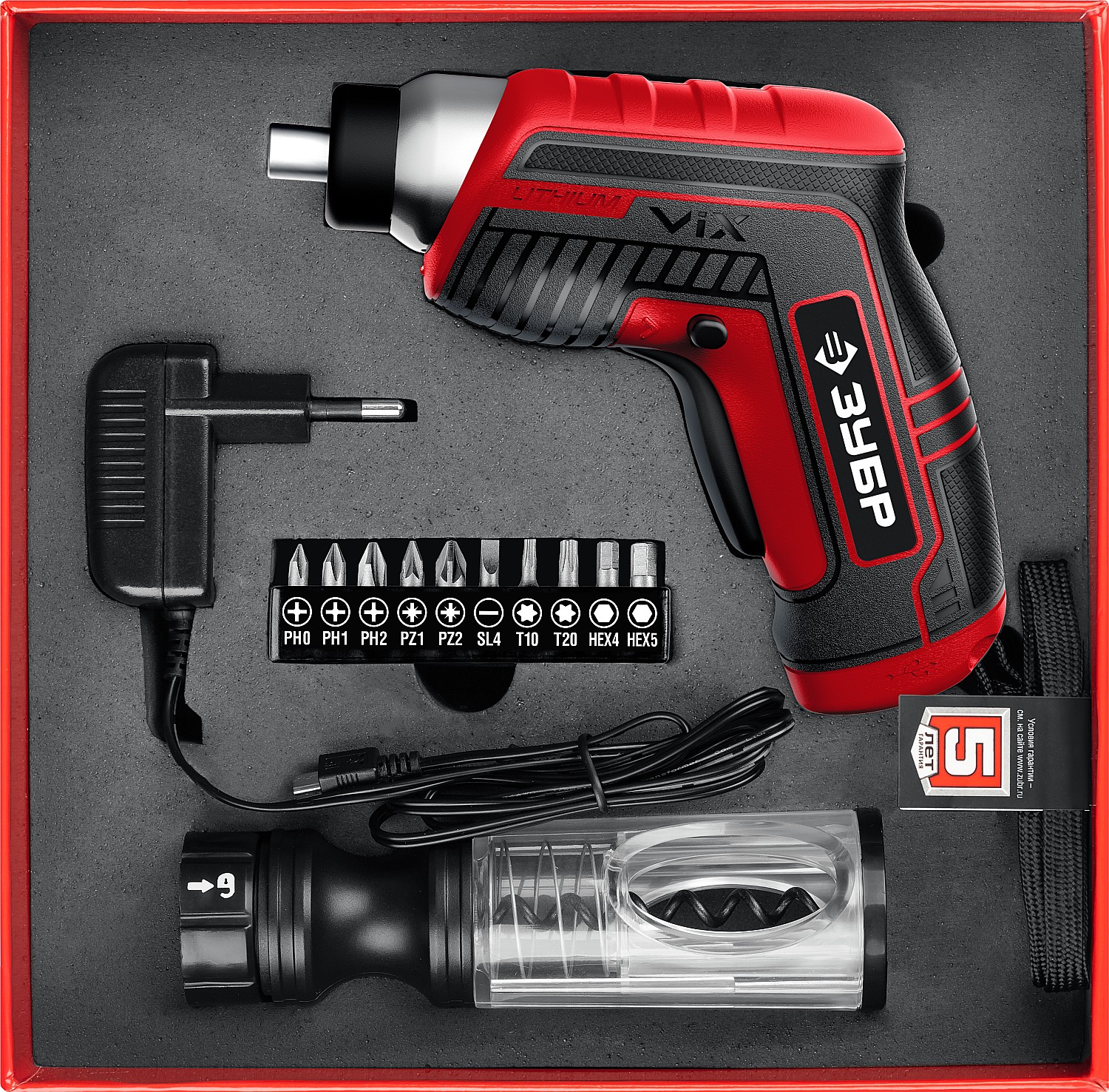 ЗУБР ViX 3.6 В, аккумуляторная отвертка, 10 бит, насадка штопор (ЗО-Е-3.6 ЛиМ1) — фото 5