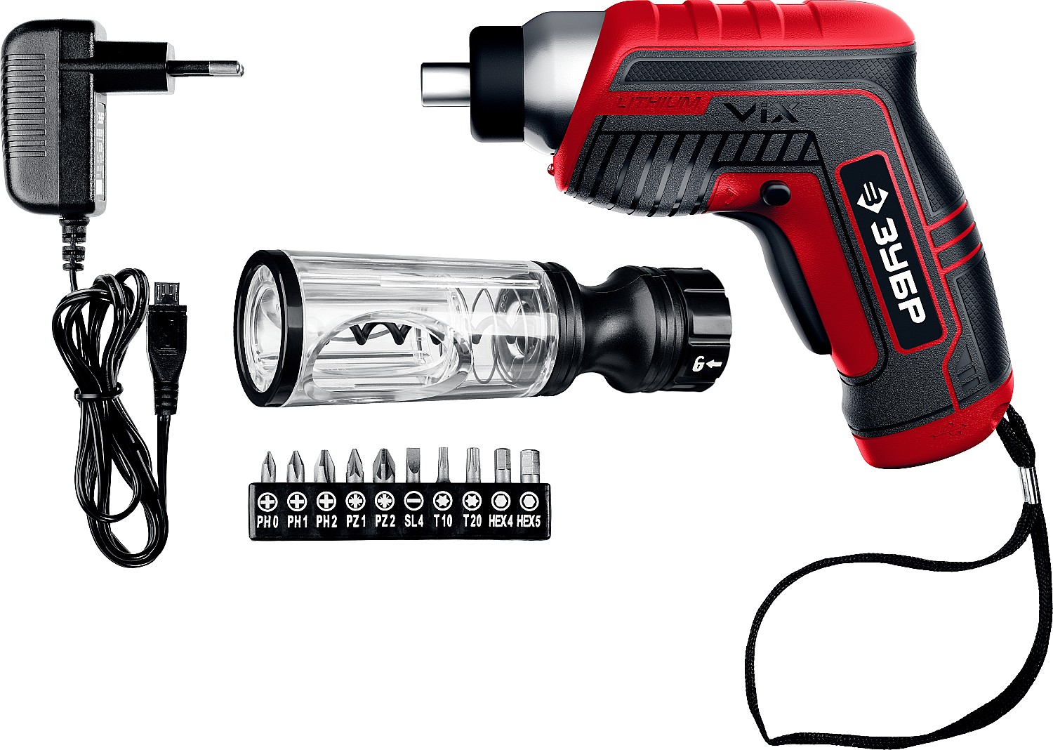ЗУБР ViX 3.6 В, аккумуляторная отвертка, 10 бит, насадка штопор (ЗО-Е-3.6 ЛиМ1) — фото 6