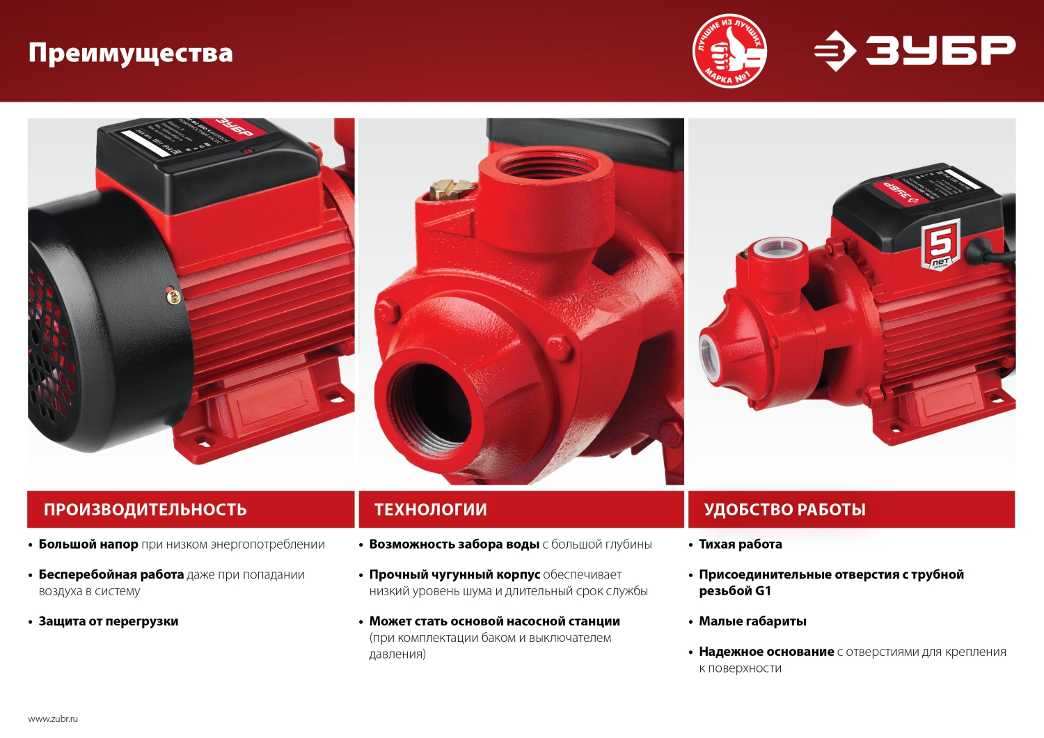 ЗУБР 800 Вт , поверхностный вихревой насос, корпус из чугуна (НС-М1-800-Ч) — фото 14