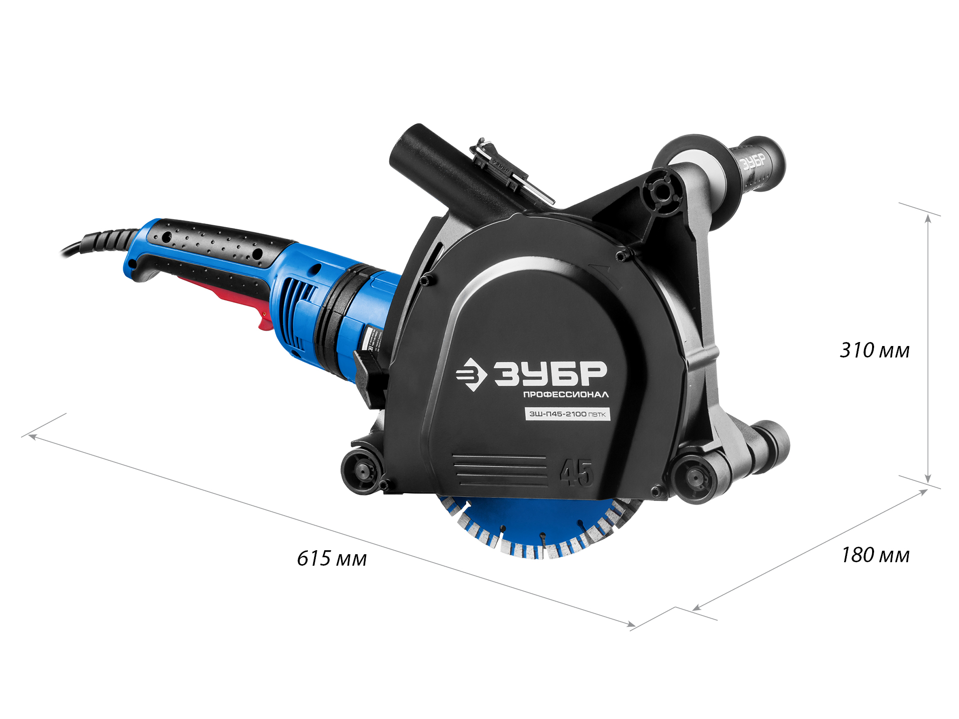 ЗУБР d 180 мм, 2100 Вт, 45 мм, штроборез (бороздодел), метал. ящик, Профессионал (ЗШ-П45-2100 ПВТК) — фото 3