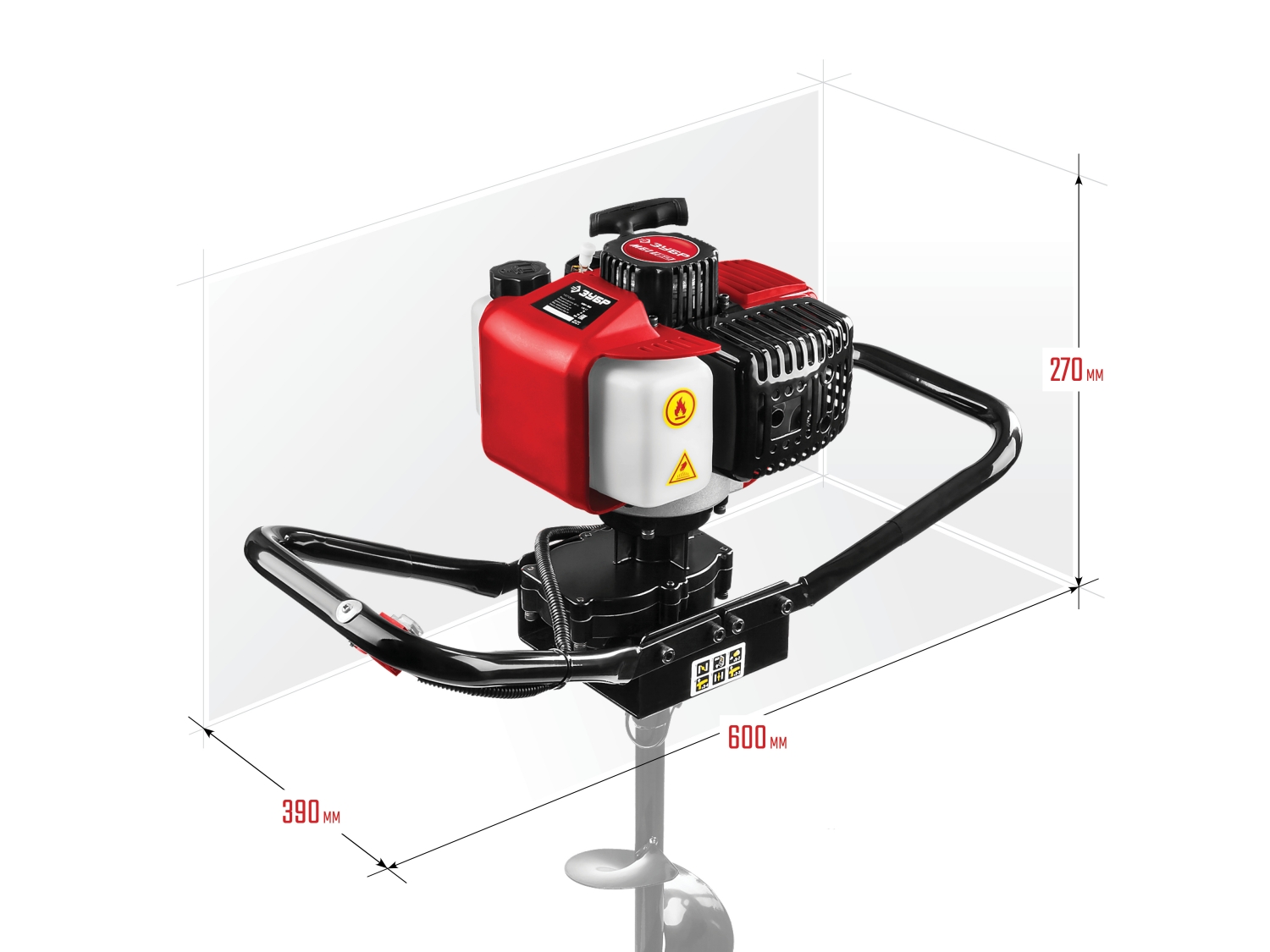 ЗУБР d 60 - 150 мм, 43 см3, 1 оператор, мотобур (бензобур) (МБ1-150) — фото 3