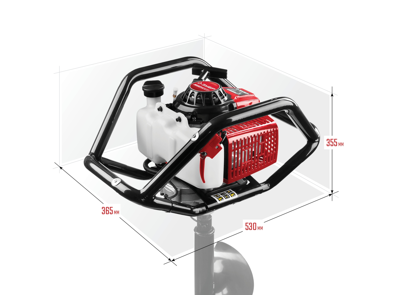 ЗУБР d 60 - 300 мм, 71 см3, 2 оператора, мотобур (бензобур) (МБ2-300) — фото 3