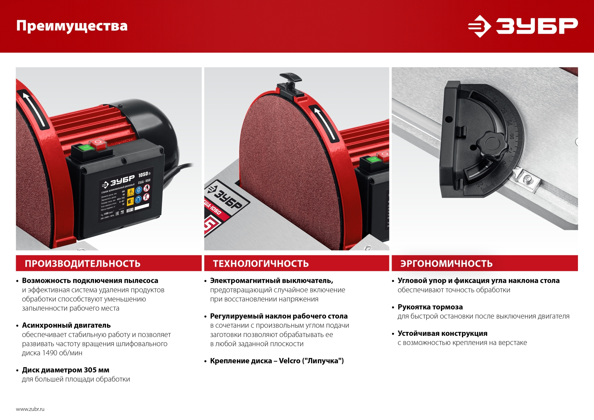 ЗУБР d 305 мм, 1050 Вт, шлифовальный дисковый станок (СШД-1050) — фото 12