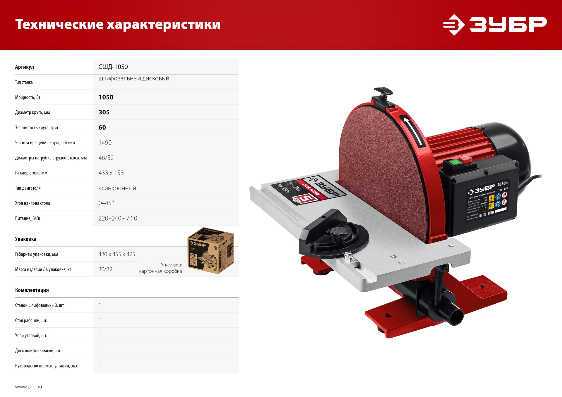 ЗУБР d 305 мм, 1050 Вт, шлифовальный дисковый станок (СШД-1050) — фото 13