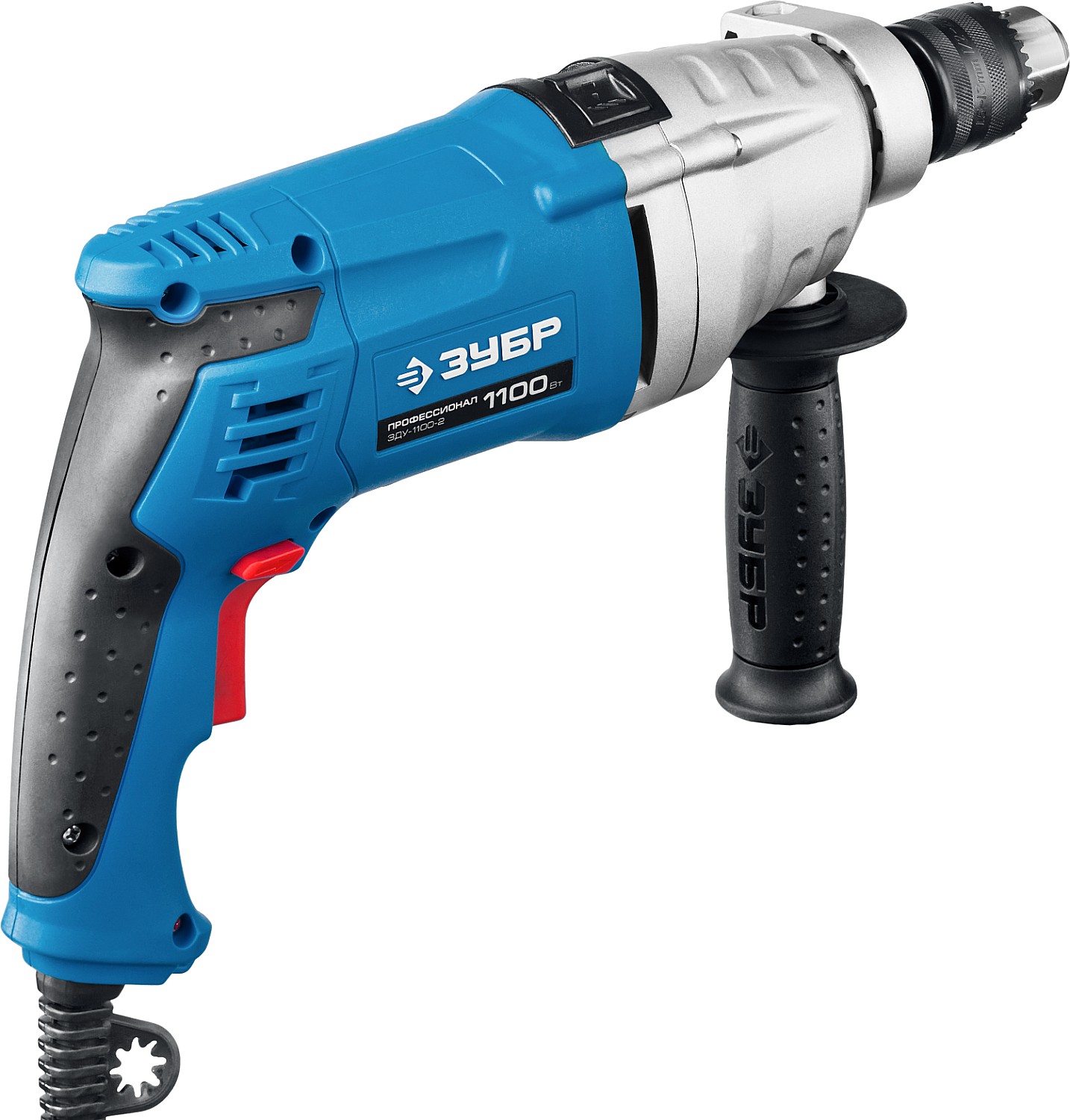 ЗУБР 1100 Вт, 13 мм, 2 скорости, ударная дрель, мет. корпус, Профессионал (ЗДУ-1100-2 ЭРМКМ2) — фото 3