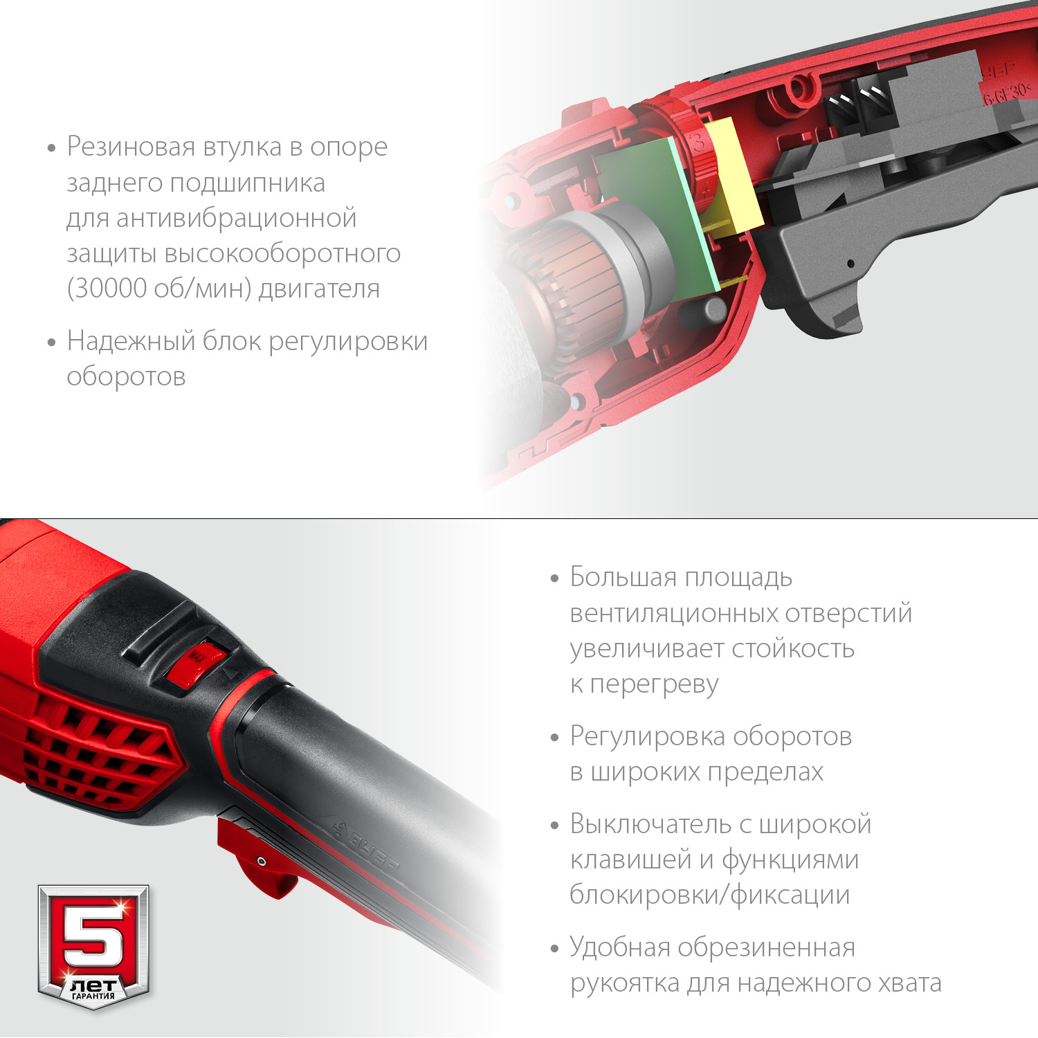 ЗУБР 1200 Вт, d125 мм, УШМ, регулировка оборотов (УШМ-125-1205 Э) — фото 7