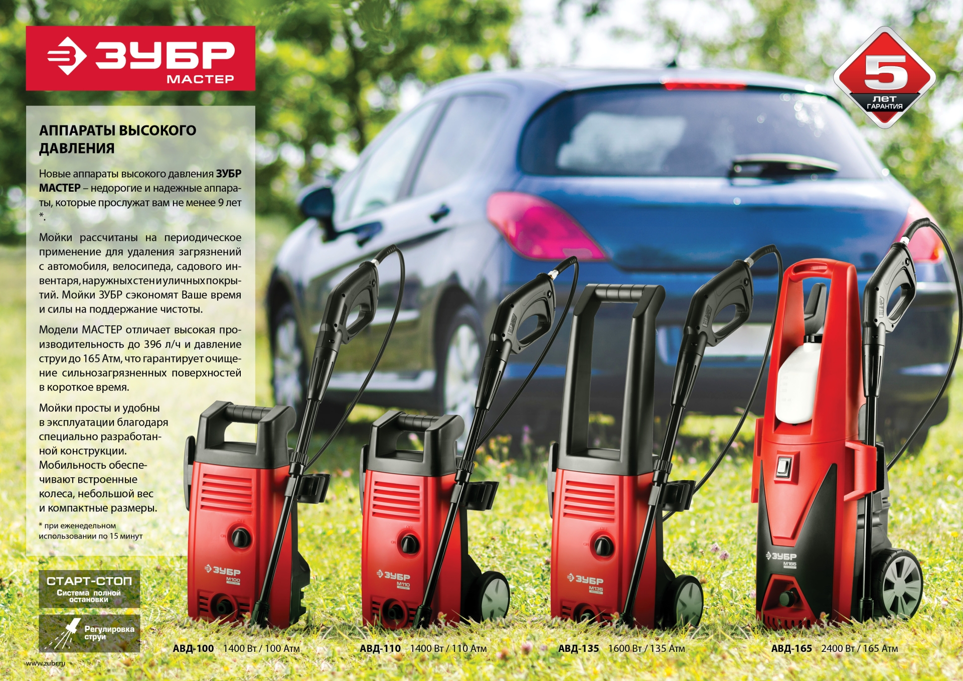 ЗУБР 135 Атм, 1600 Вт, мойка высокого давления (АВД-135) — фото 13