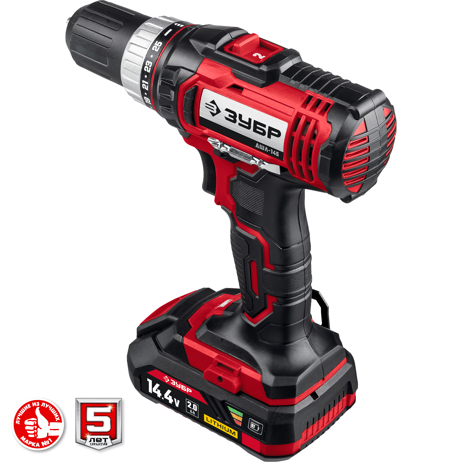 ЗУБР С1, 14.4 В, 35 Н·м, 2 АКБ (2 А·ч), дрель-шуруповерт, кейс (ДШЛ-145-22) — фото 11