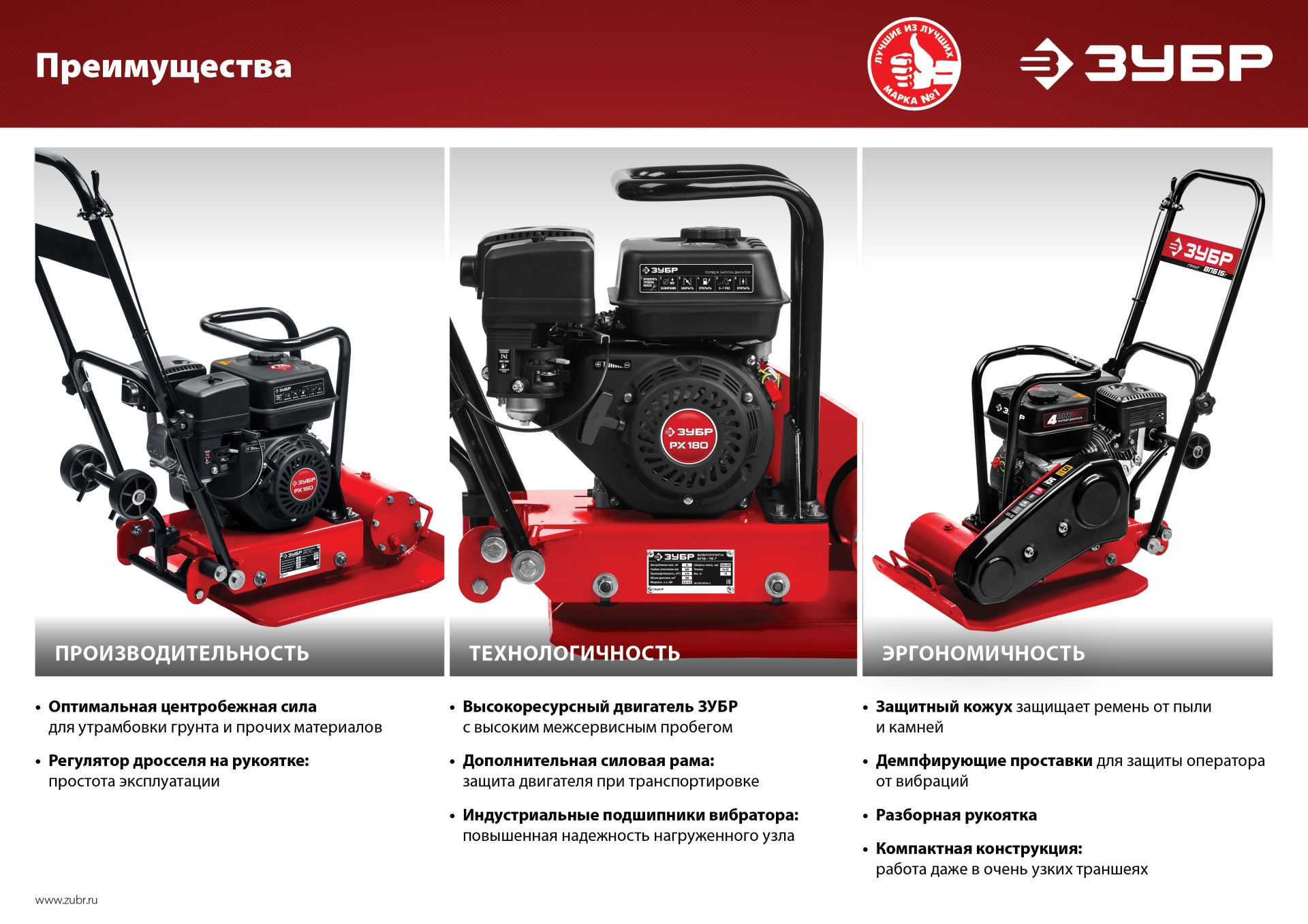 ЗУБР 15 кН, 80 кг, бензиновая виброплита (ВПБ-15 А) — фото 19