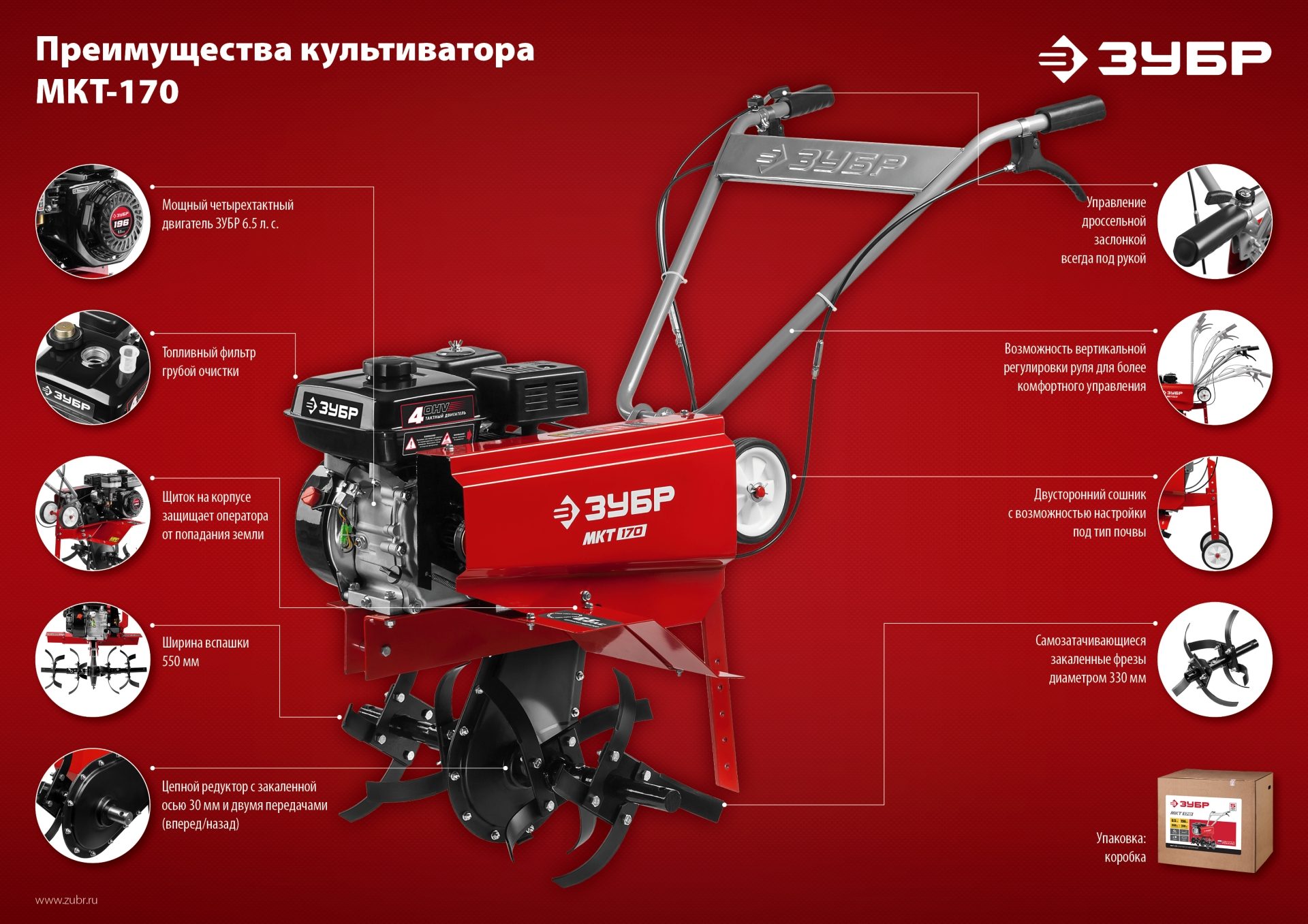 ЗУБР 6.5 л.с., бензиновый культиватор (МКТ-170) — фото 22