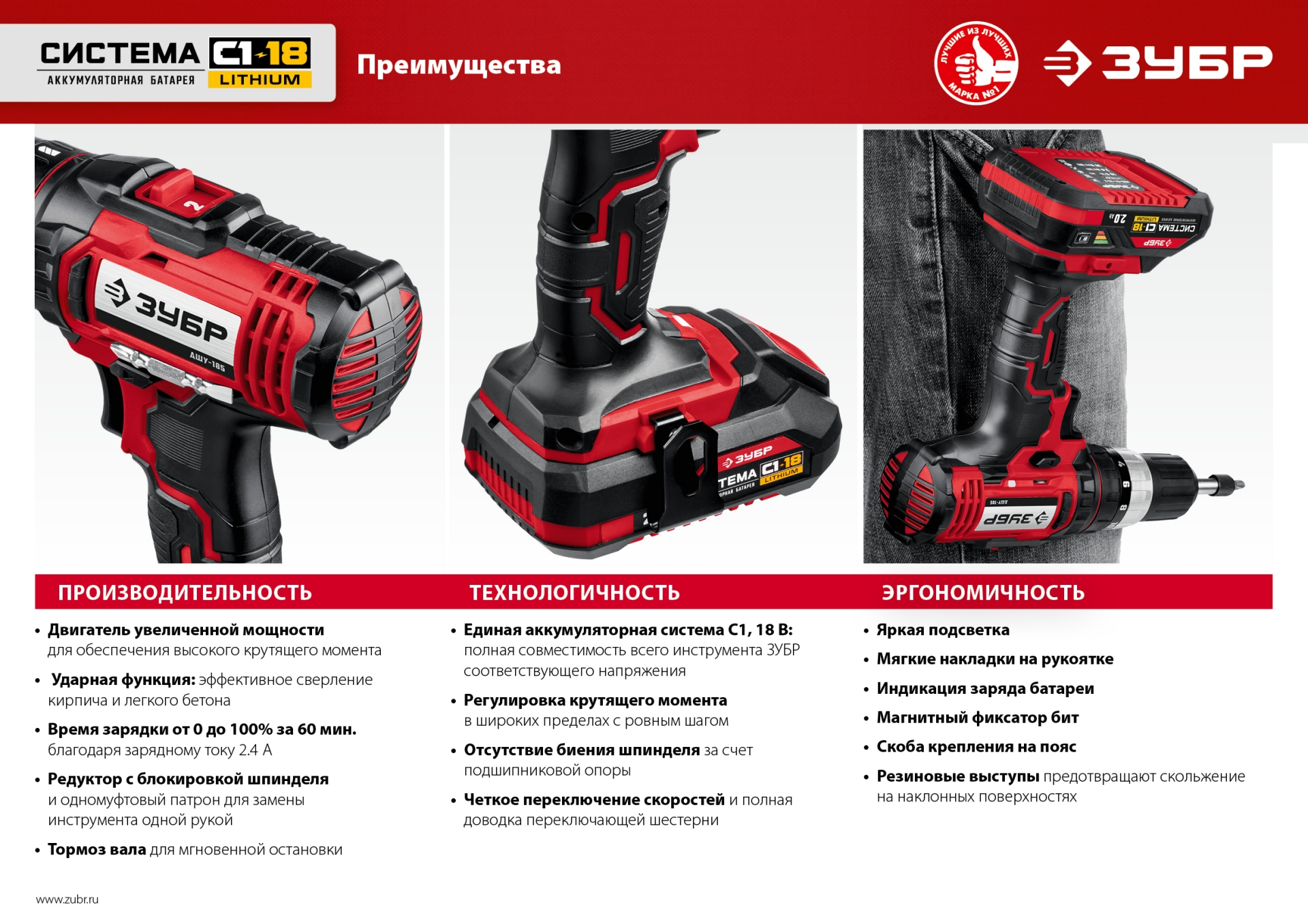 ЗУБР С1-18, 18 В, 40 Н·м, 2 АКБ (2 А·ч), дрель-шуруповерт, кейс (ДШЛ-185-22) — фото 20