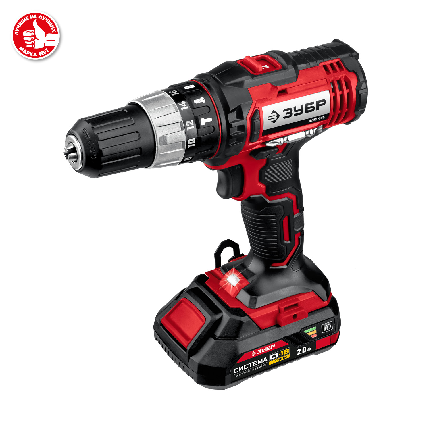 ЗУБР С1-18, 18 В, 40 Н·м, 2 АКБ (2 А·ч), дрель-шуруповерт, кейс (ДШЛ-185-22) — фото 10