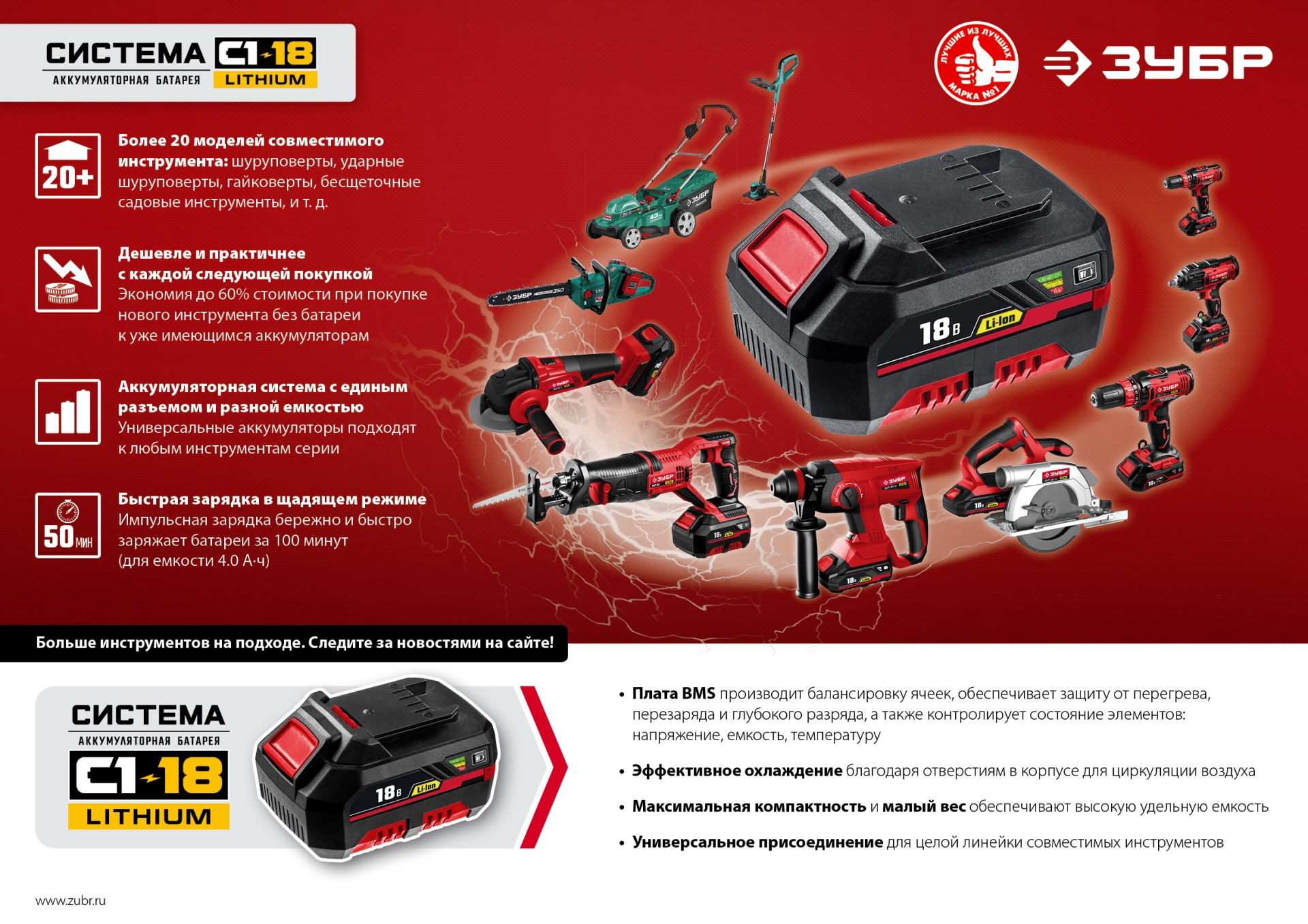 ЗУБР С1-18, 18 В, 180 мм, 1 АКБ (4 А·ч), сабельная пила (СПЛ-185-41) — фото 16