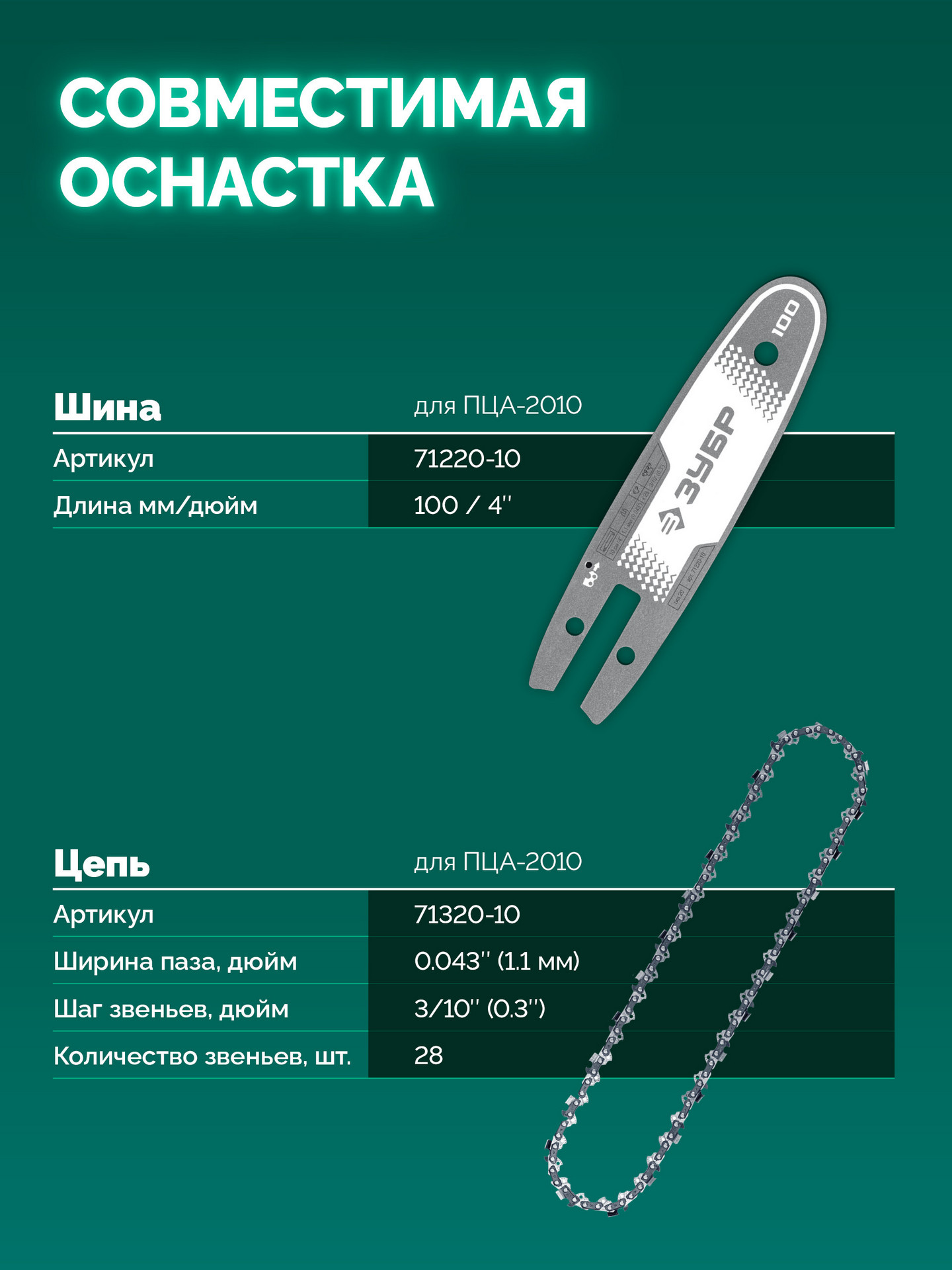 ЗУБР 20 В, 100 мм шина, без АКБ (LMS), мини-пила цепная аккумуляторная (ПЦА-2010) — фото 21