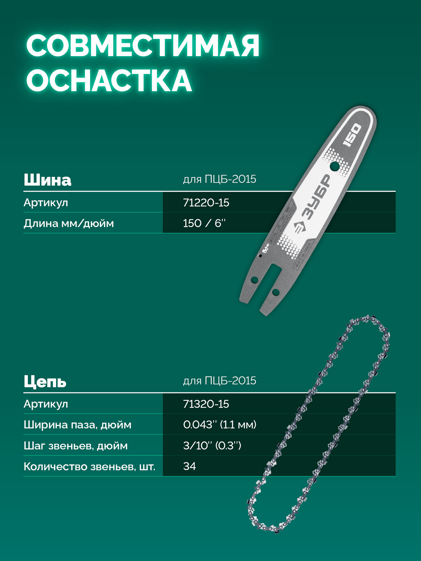 ЗУБР 20 В, 150 мм шина, 1 АКБ LMS (2 Ач), мини-пила цепная аккумуляторная (ПЦБ-2015-21) — фото 22