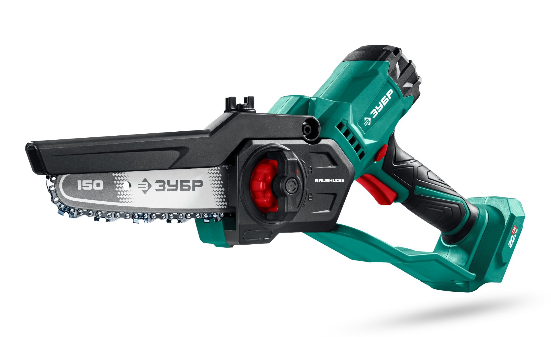 ЗУБР 20 В, 150 мм шина, без АКБ (LMS), мини-пила цепная аккумуляторная (ПЦБ-2015)