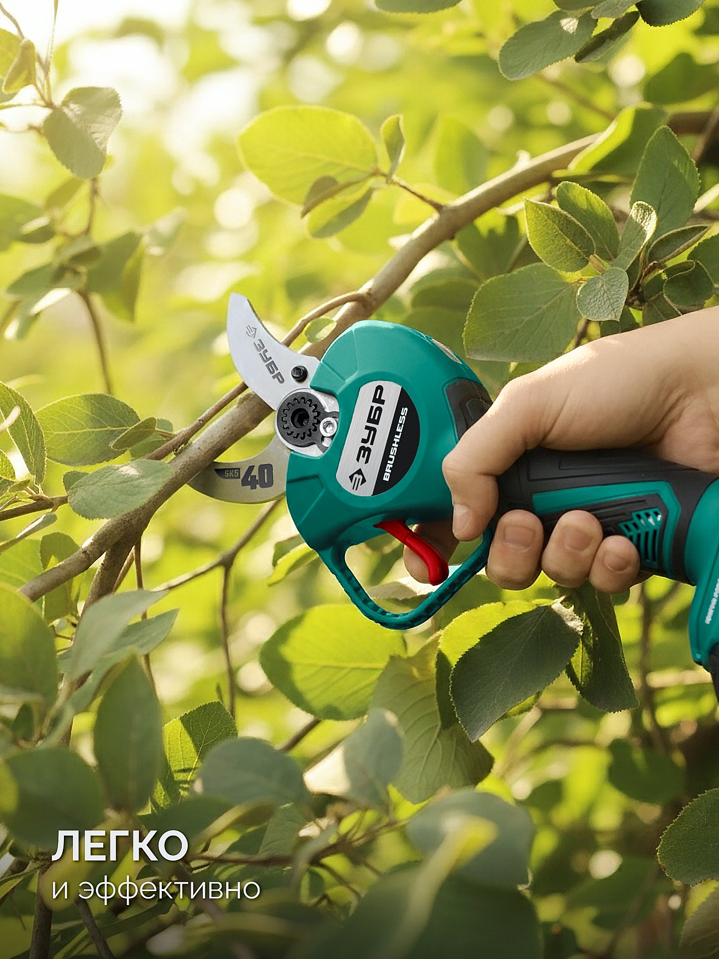 ЗУБР 20 В, 40 мм макс. рез, 1 АКБ LMS (2 Ач), секатор аккумуляторный (СКБ-2040-21) — фото 12