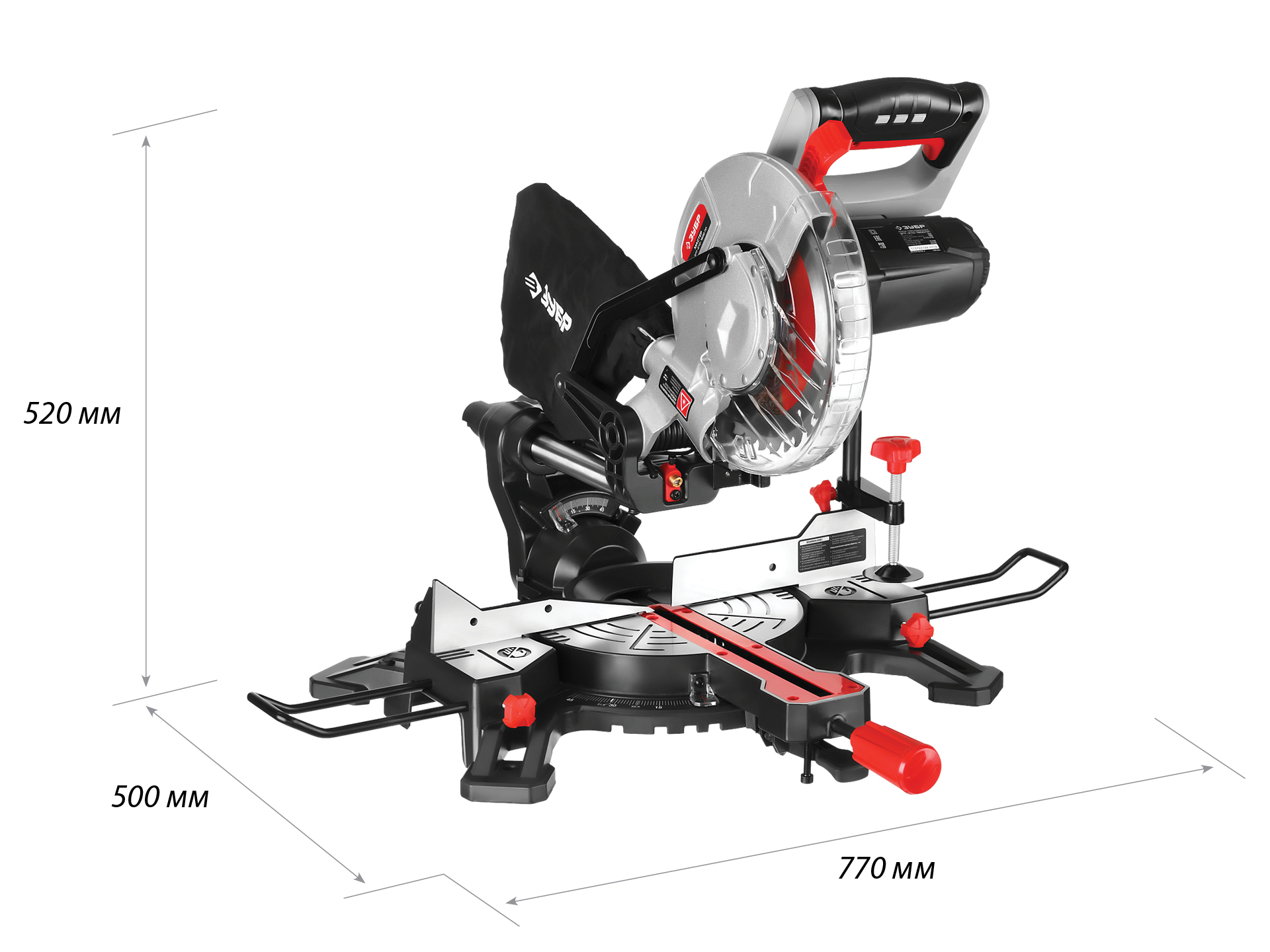 ЗУБР ЗПТ-210-1600 ПЛ пила торцовочная с протяжкой, d 210 х 30 мм, 1600 Вт — фото 3