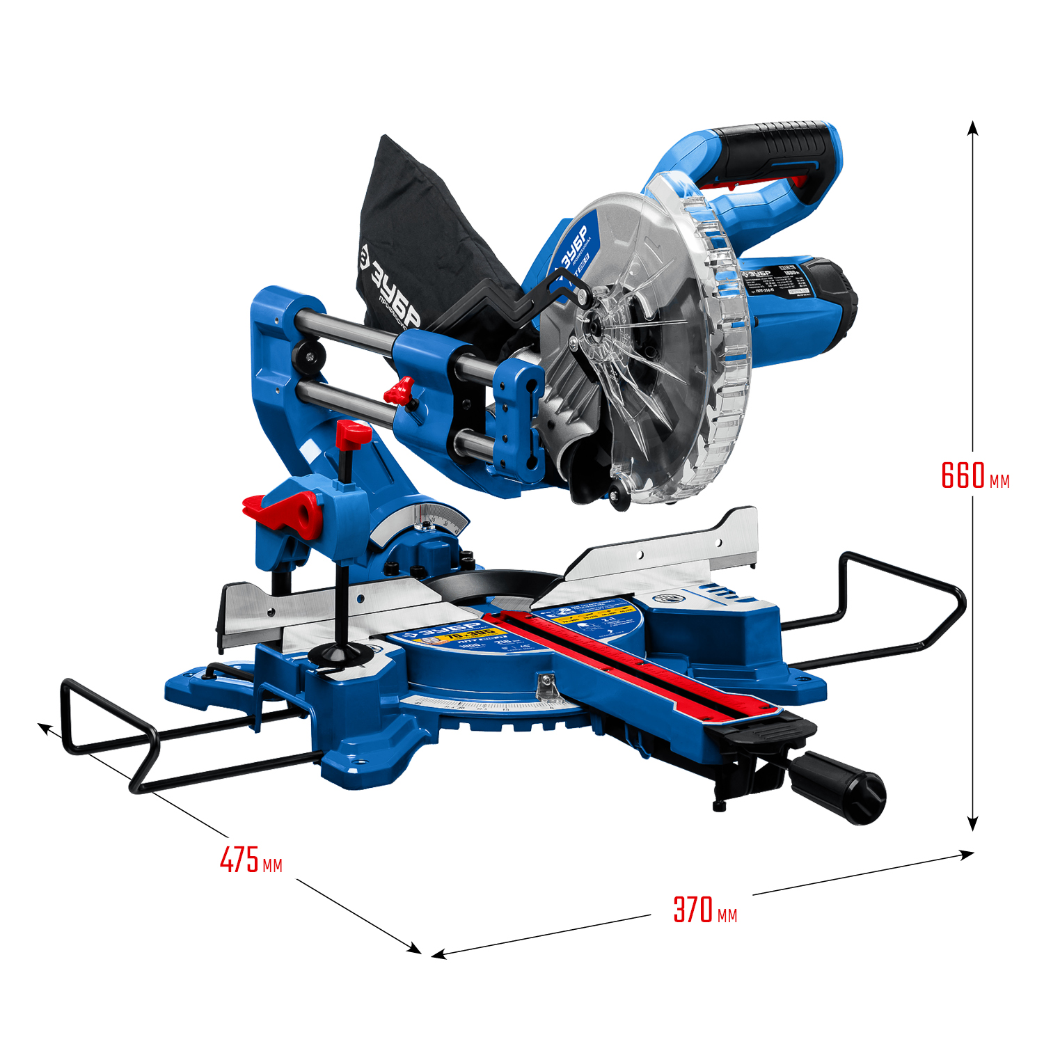 ЗУБР Профессионал ППТ-216-П пила торцовочная с протяжкой, d 216 х 30 мм, 1800 Вт — фото 3