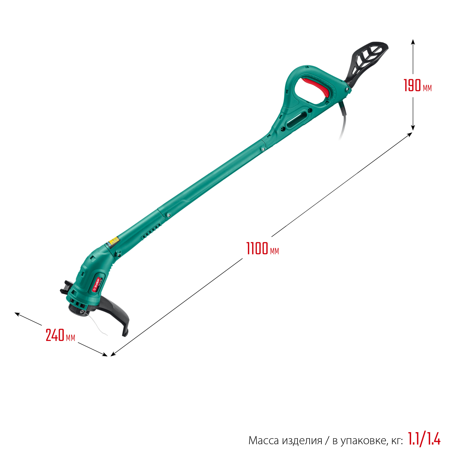 ЗУБР 300 Вт, ш/с 25 см, сетевой триммер (ТСН-25-300) — фото 3