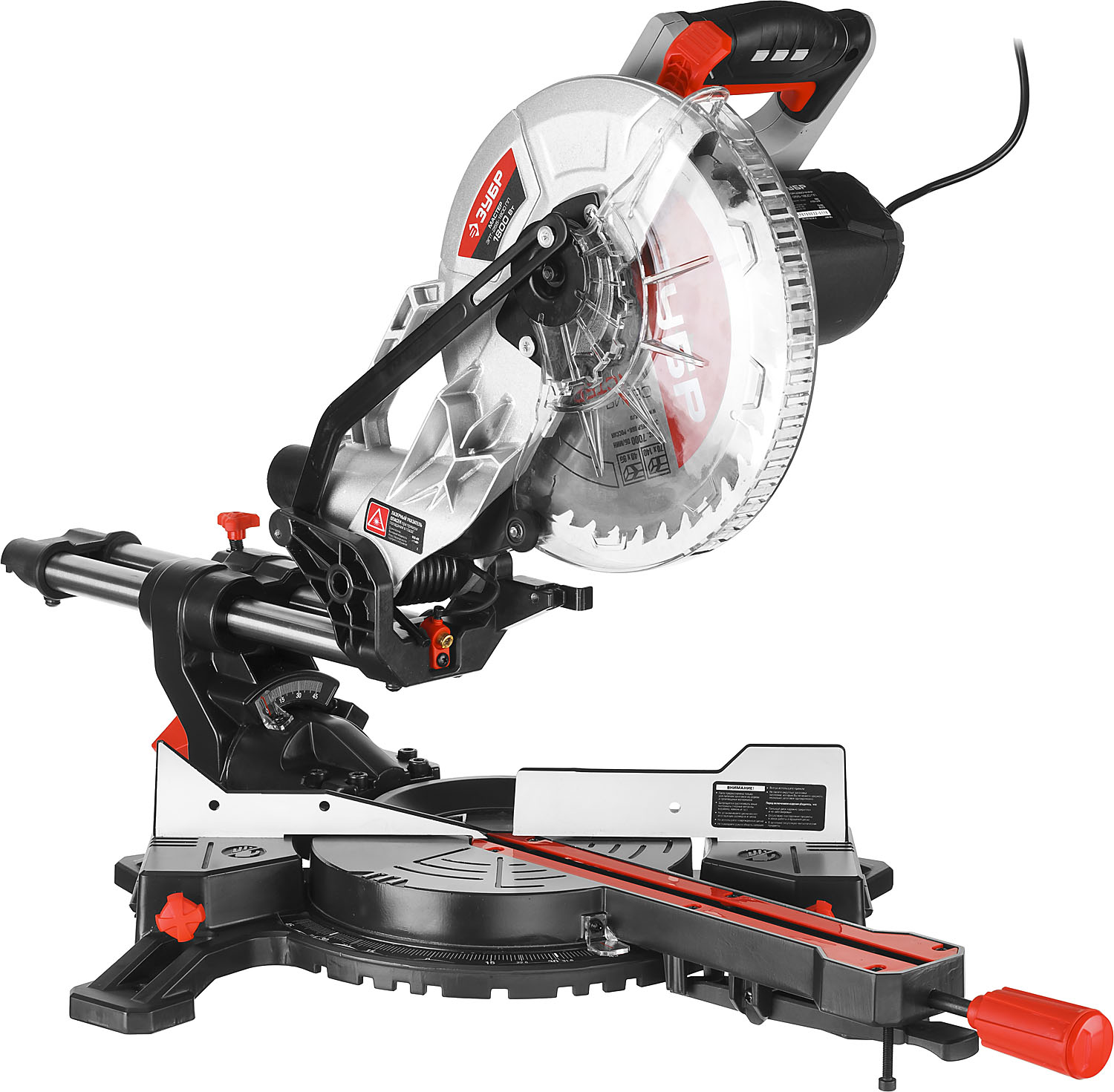ЗУБР ЗПТ-255-1800 ПЛ пила торцовочная с протяжкой, d 255 х 30 мм, 1800 Вт — фото 7