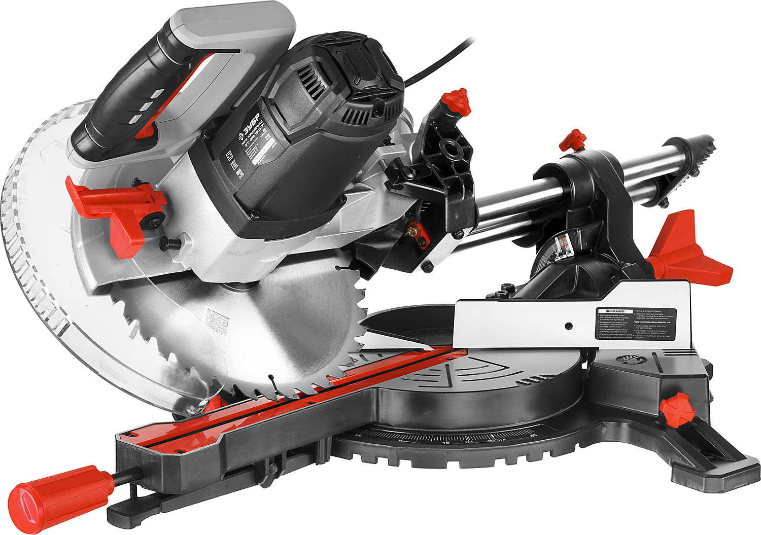 ЗУБР ЗПТ-255-1800 ПЛ пила торцовочная с протяжкой, d 255 х 30 мм, 1800 Вт — фото 9