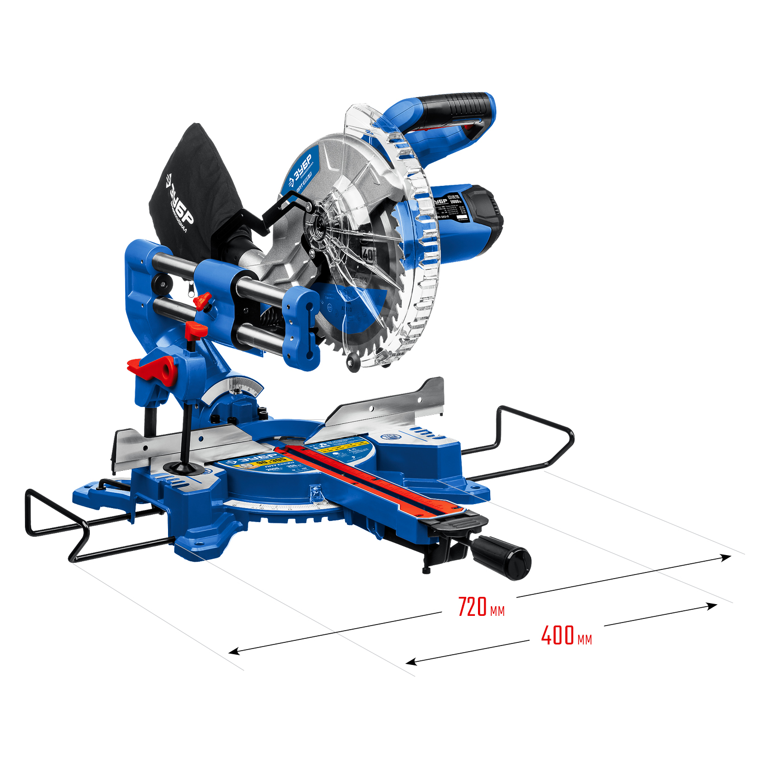 ЗУБР Профессионал ППТ-255-П пила торцовочная с протяжкой, d 255 х 30 мм, 2000 Вт — фото 20