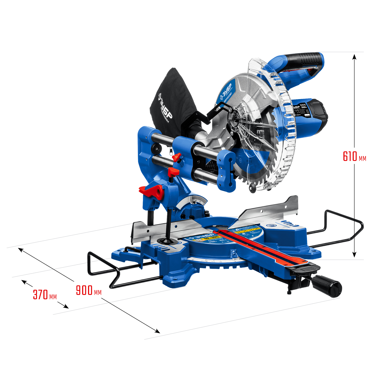 ЗУБР Профессионал ППТ-255-П пила торцовочная с протяжкой, d 255 х 30 мм, 2000 Вт — фото 21