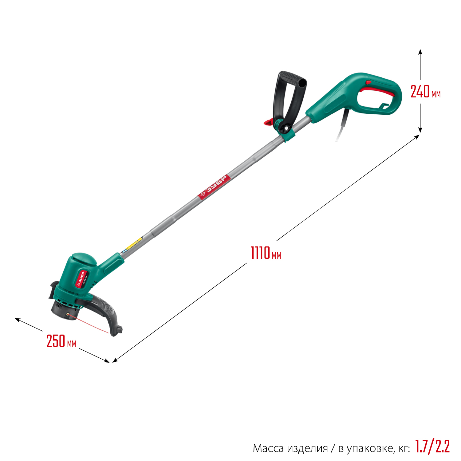 ЗУБР 400 Вт, ш/с 26 см, сетевой триммер (ТСН-26-400) — фото 3