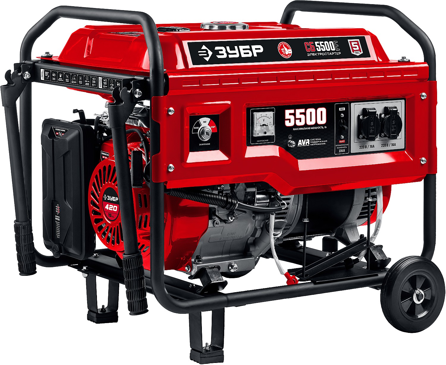 ЗУБР № 2 для генераторов мощностью свыше 4000 Вт, набор колес + рукоятка (НКР-2) — фото 3