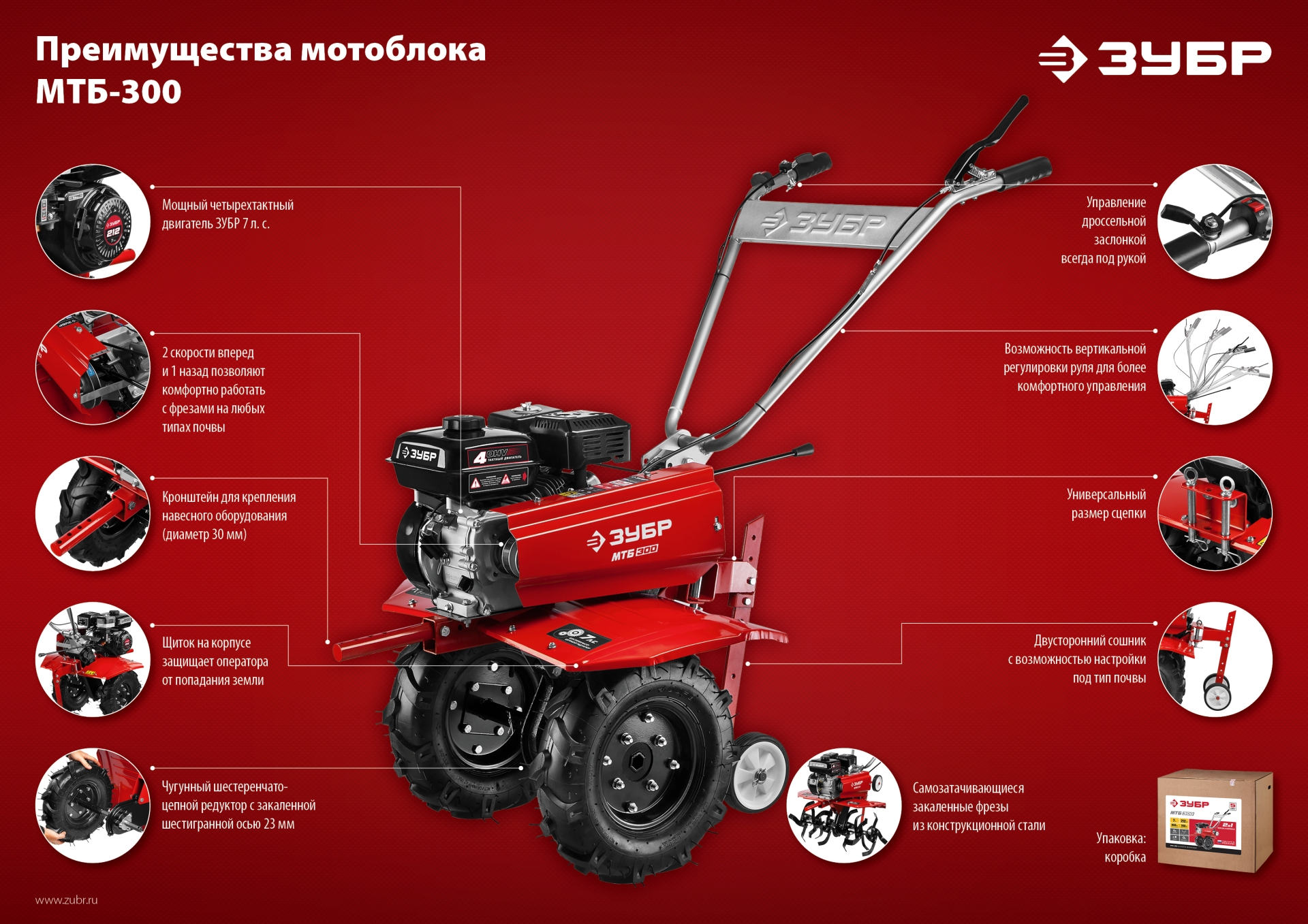 ЗУБР 7 л.с., мотоблок (МТБ-300) — фото 27