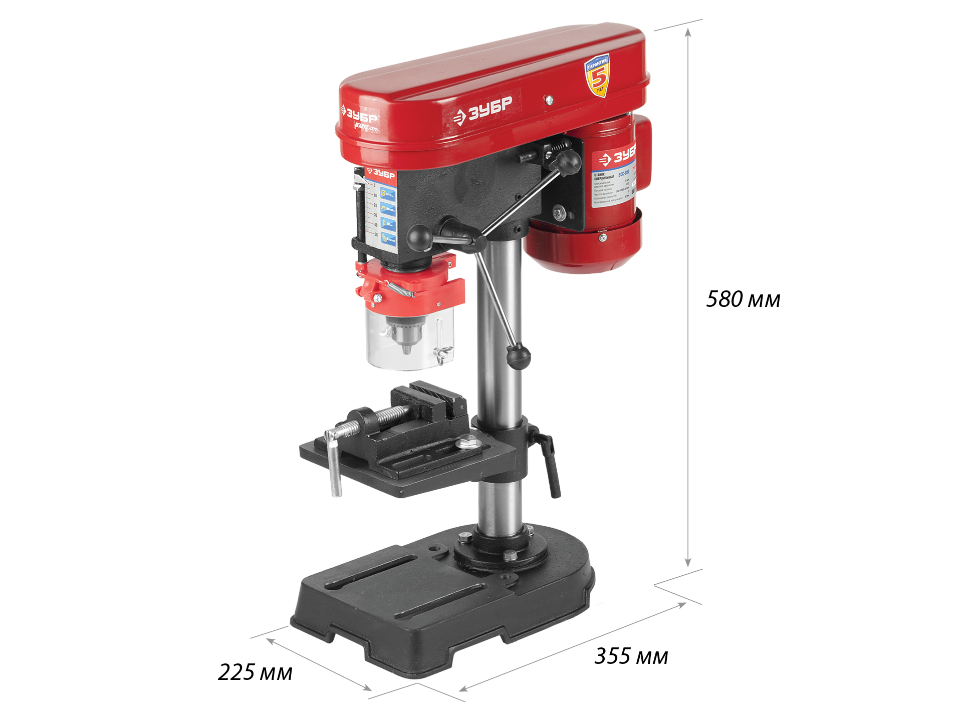 ЗУБР 350 Вт, 13 мм, вертикально - сверлильный станок (ЗСС-350) — фото 3