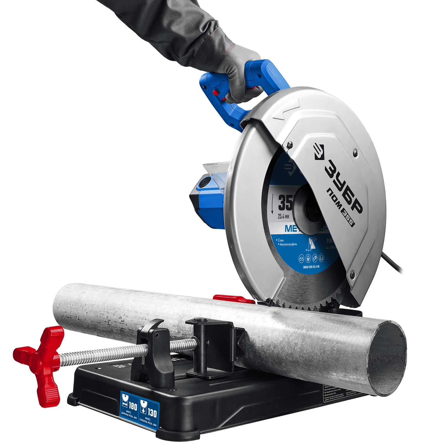 ЗУБР 355 мм, 2000 Вт, пила отрезная (монтажная) по металлу, холодная резка, Профессионал (ПОМ-355) — фото 16