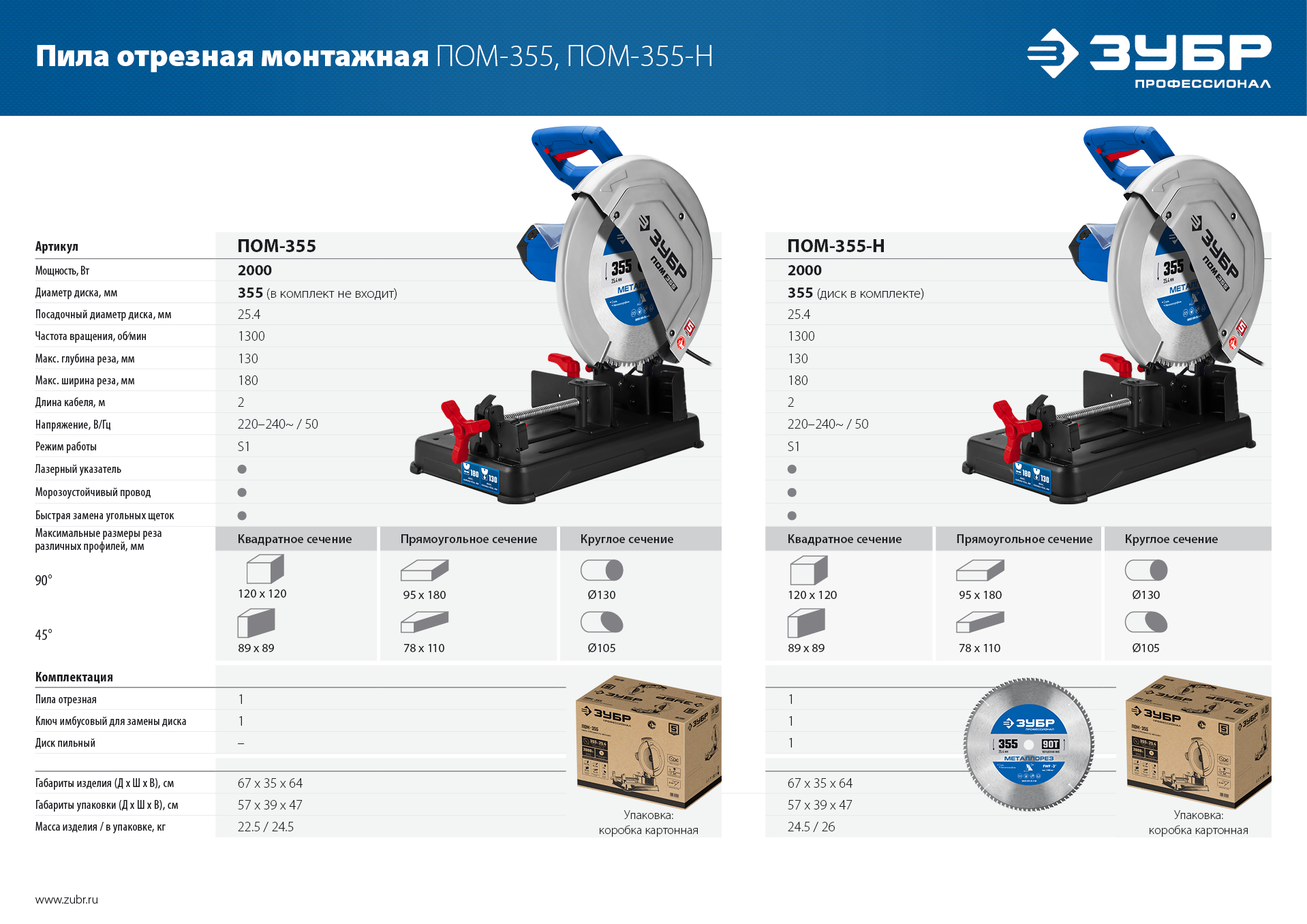ЗУБР 355 мм, 2000 Вт, пила отрезная (монтажная) по металлу, холодная резка, Профессионал (ПОМ-355) — фото 21