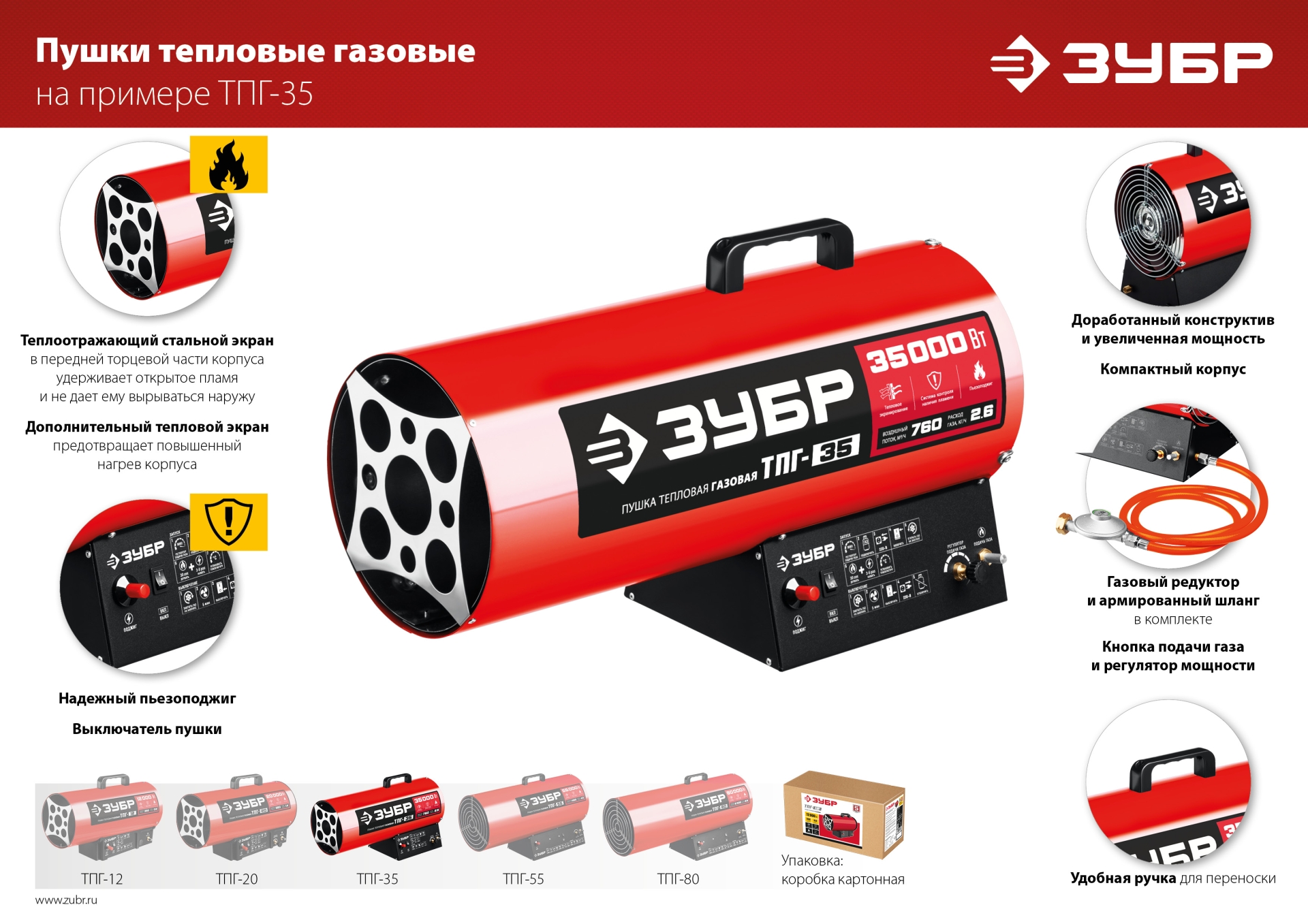 ЗУБР 35 кВт, газовая тепловая пушка (ТПГ-35) — фото 17