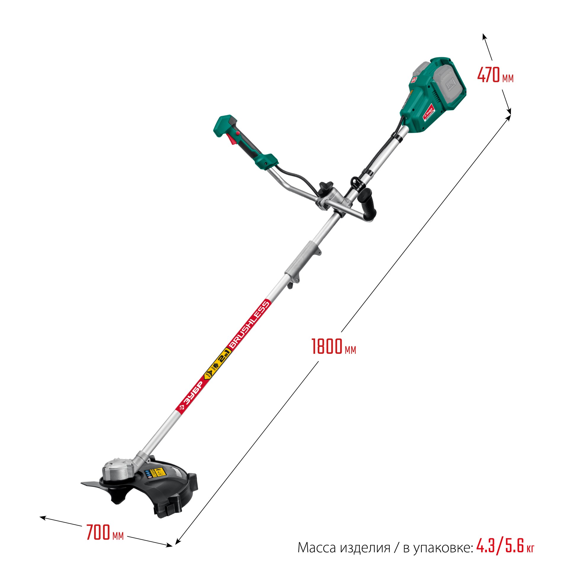 ЗУБР С1-18, 36 В, 35/25.5 см, без АКБ, бесщеточный триммер (ТАБ-365) — фото 3