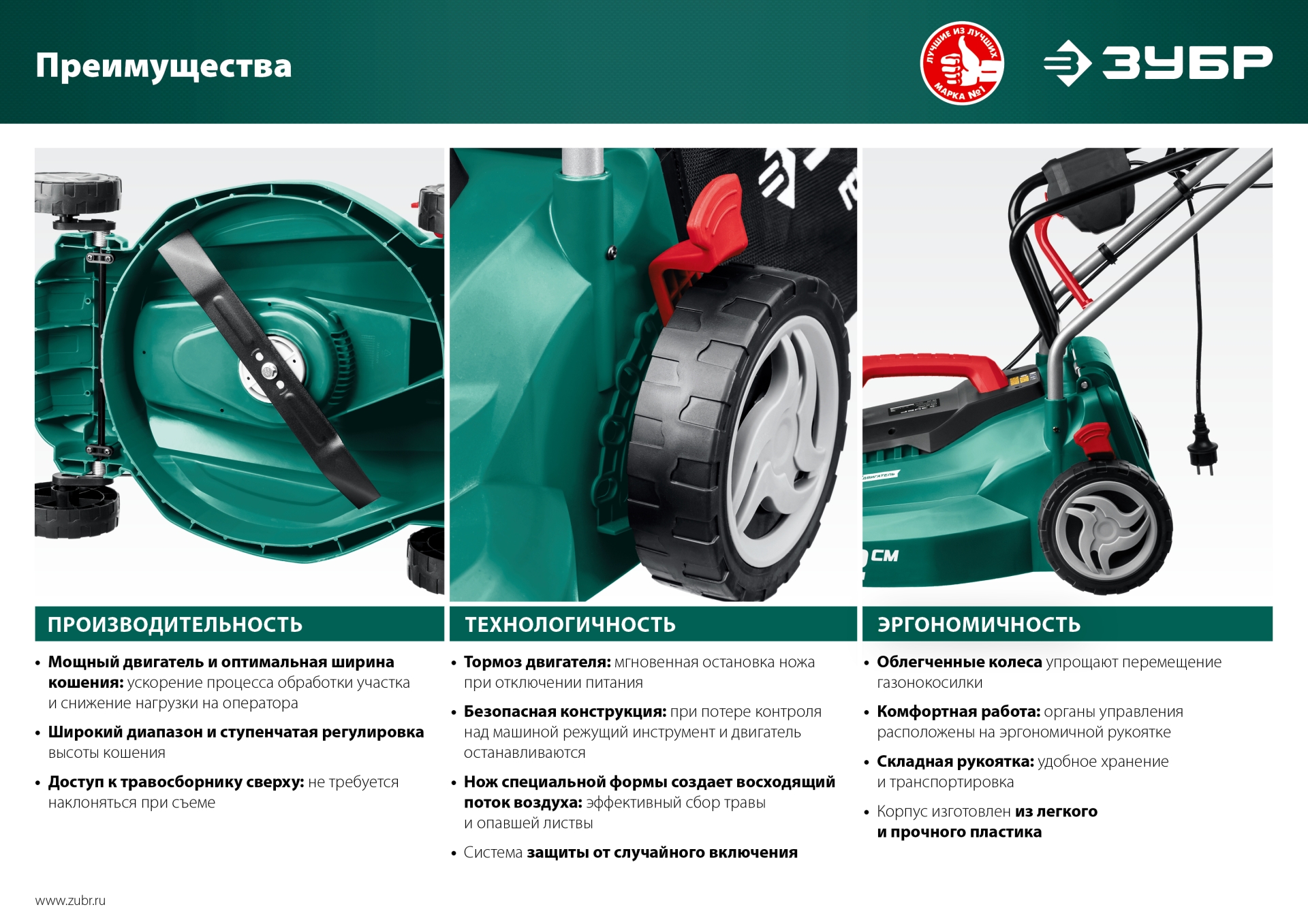 ЗУБР 1700 Вт, ш/с 38 см, сетевая газонокосилка (ГСЦ-38-1700) — фото 19