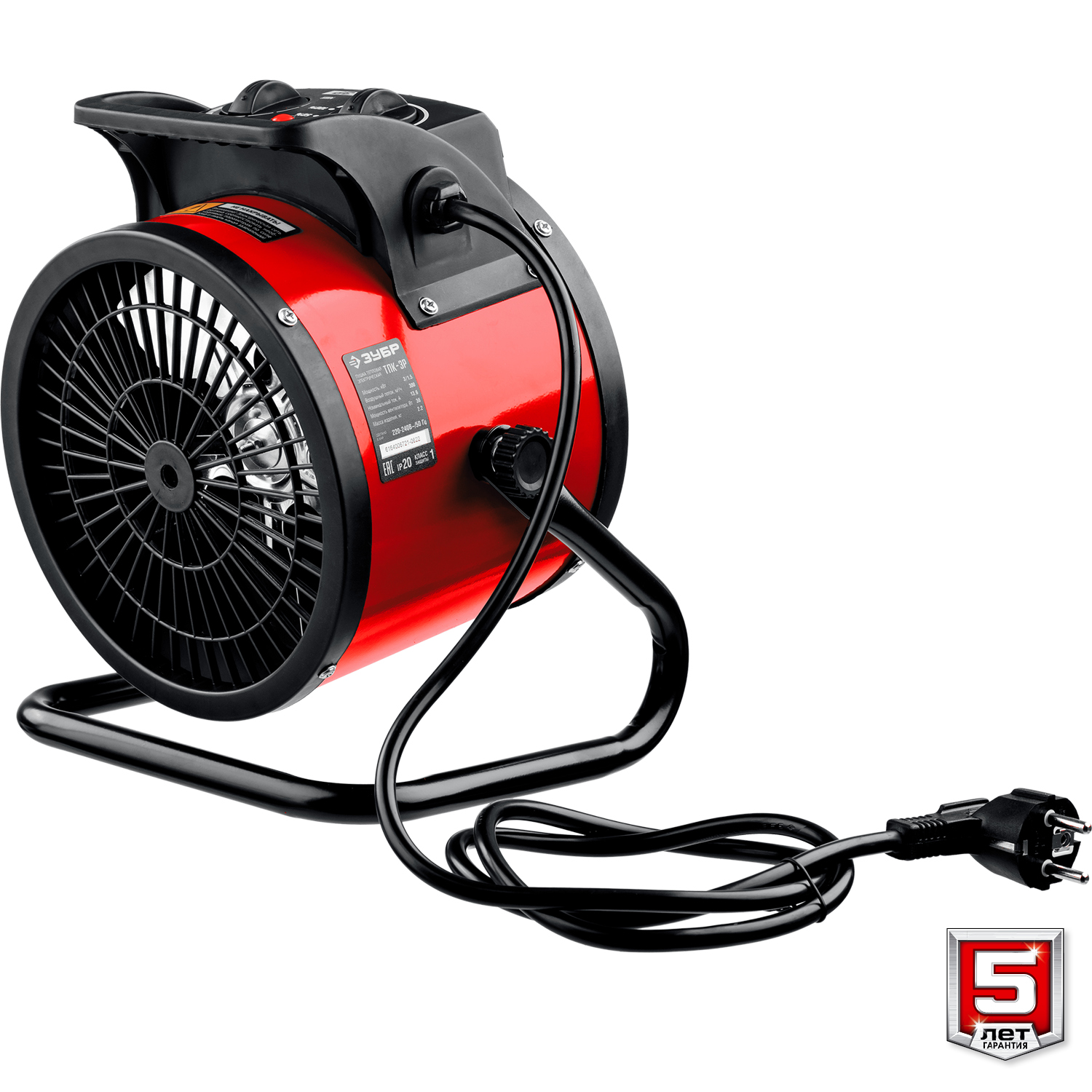 ЗУБР 3 кВт, электрическая тепловая пушка (ТПК-3Р) — фото 6