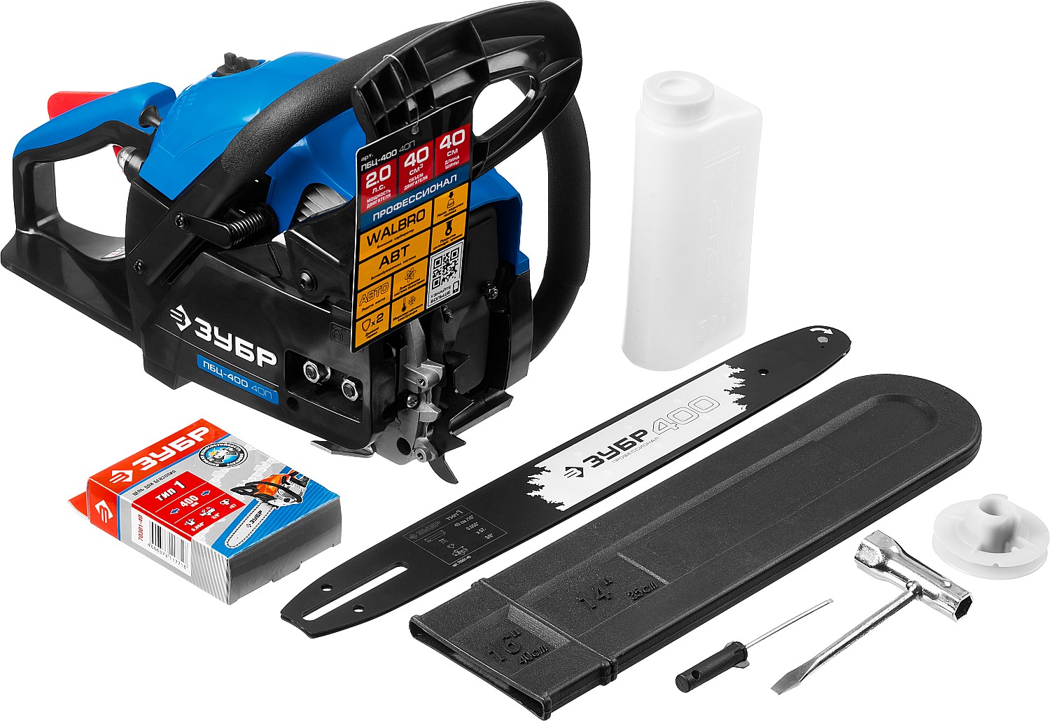 ЗУБР 40 см3, 40 см, бензопила, Профессионал (ПБЦ-400 40П) — фото 16