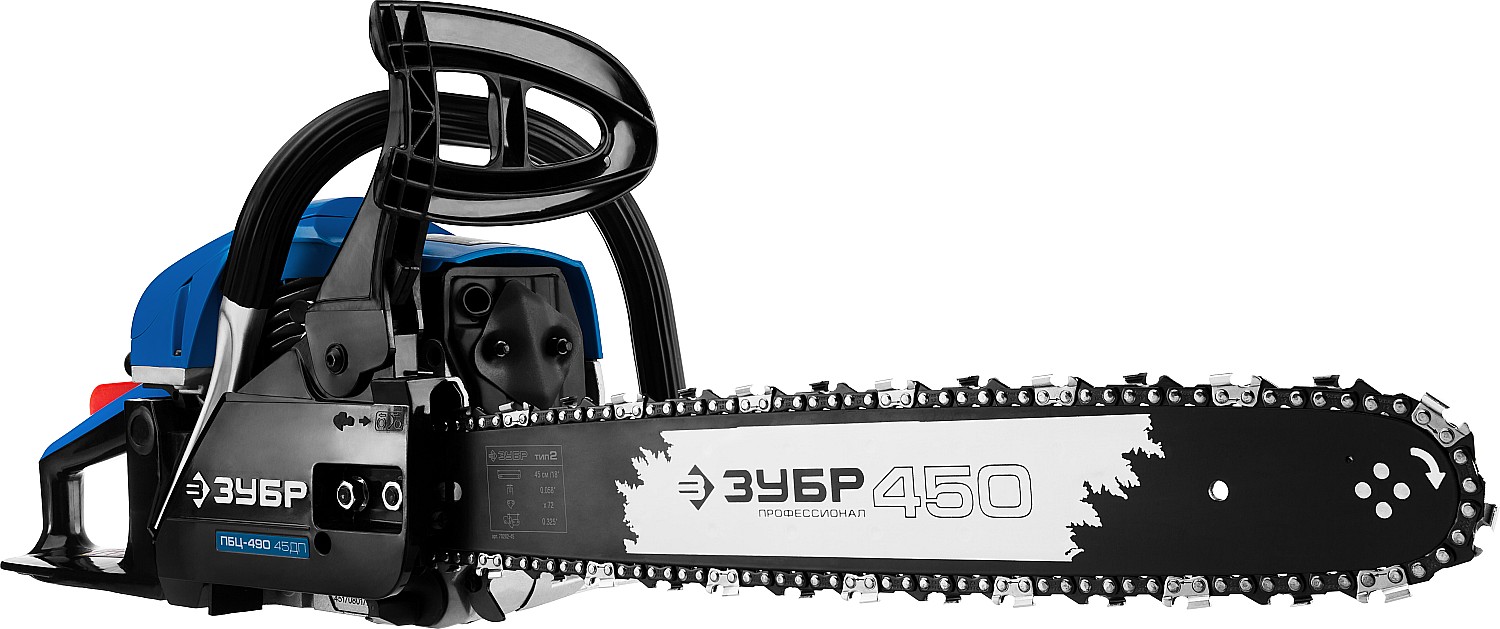 ЗУБР 49 см3, 45 см, бензопила, Профессионал (ПБЦ-490 45ДП) — фото 4