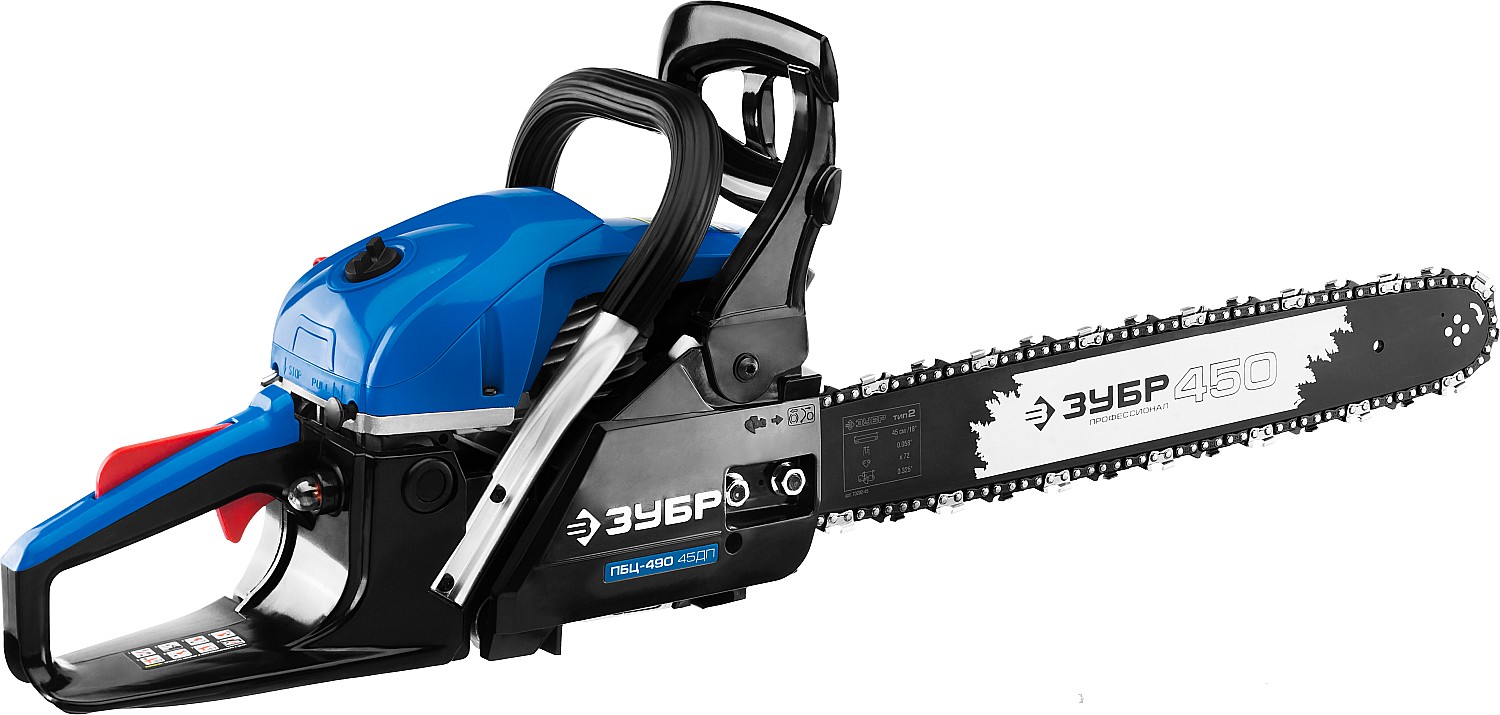 ЗУБР 49 см3, 45 см, бензопила, Профессионал (ПБЦ-490 45ДП) — фото 5
